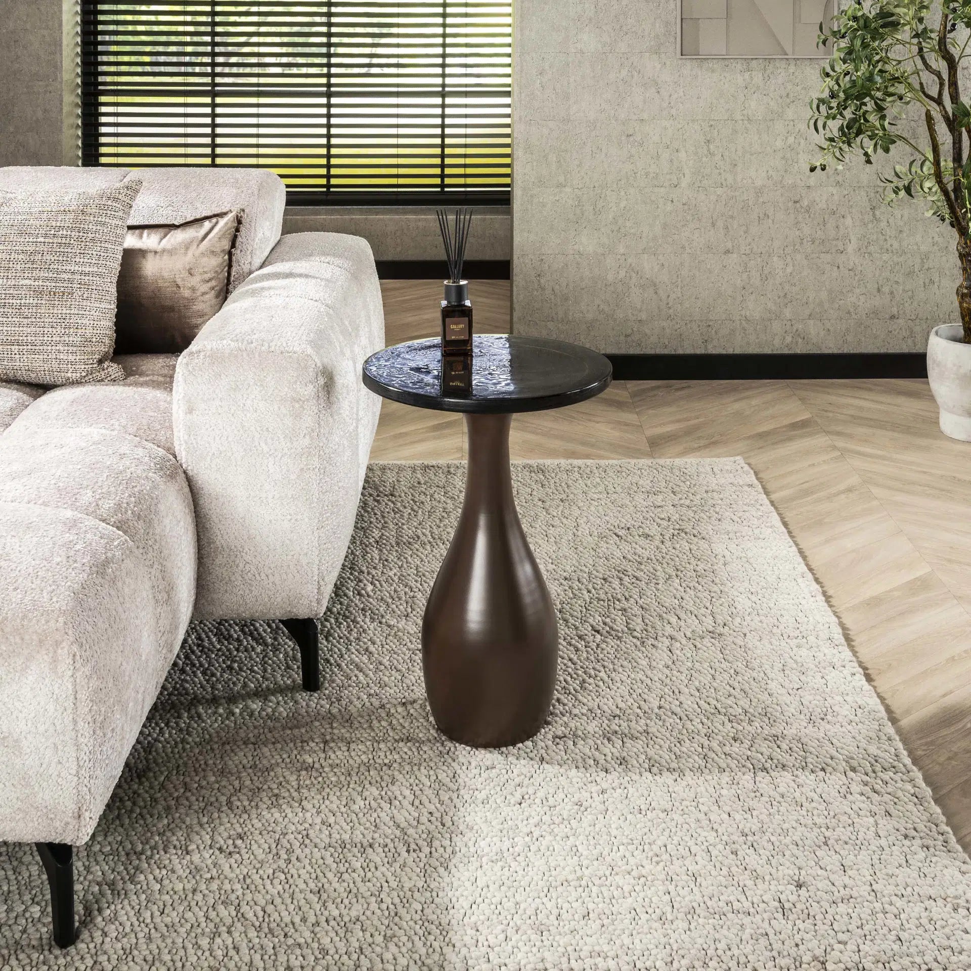 Bijzettafel Veyro - Rond - Koper - Glas - 60 cm