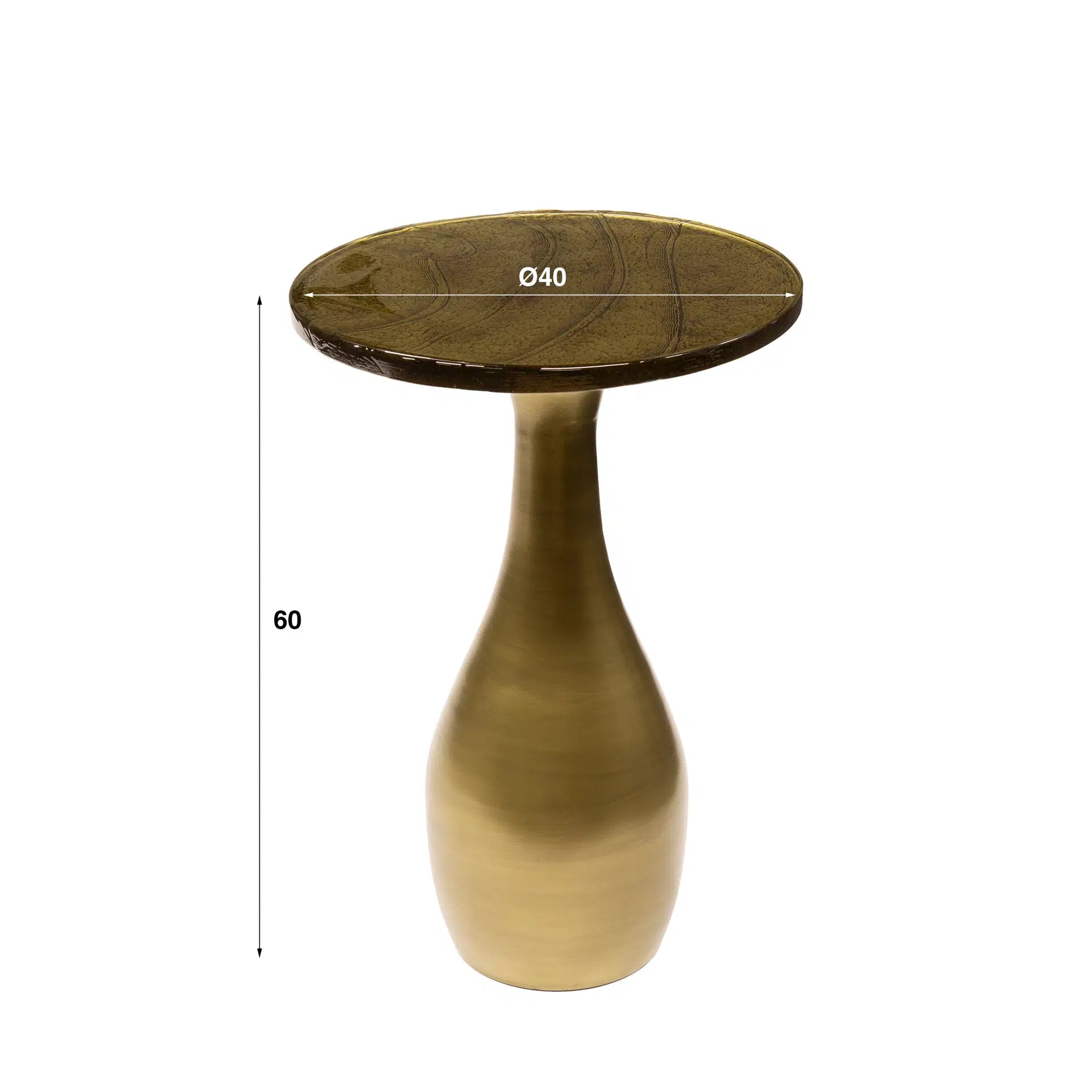 Bijzettafel Veyro - Rond - Goud - Glas - 60 cm