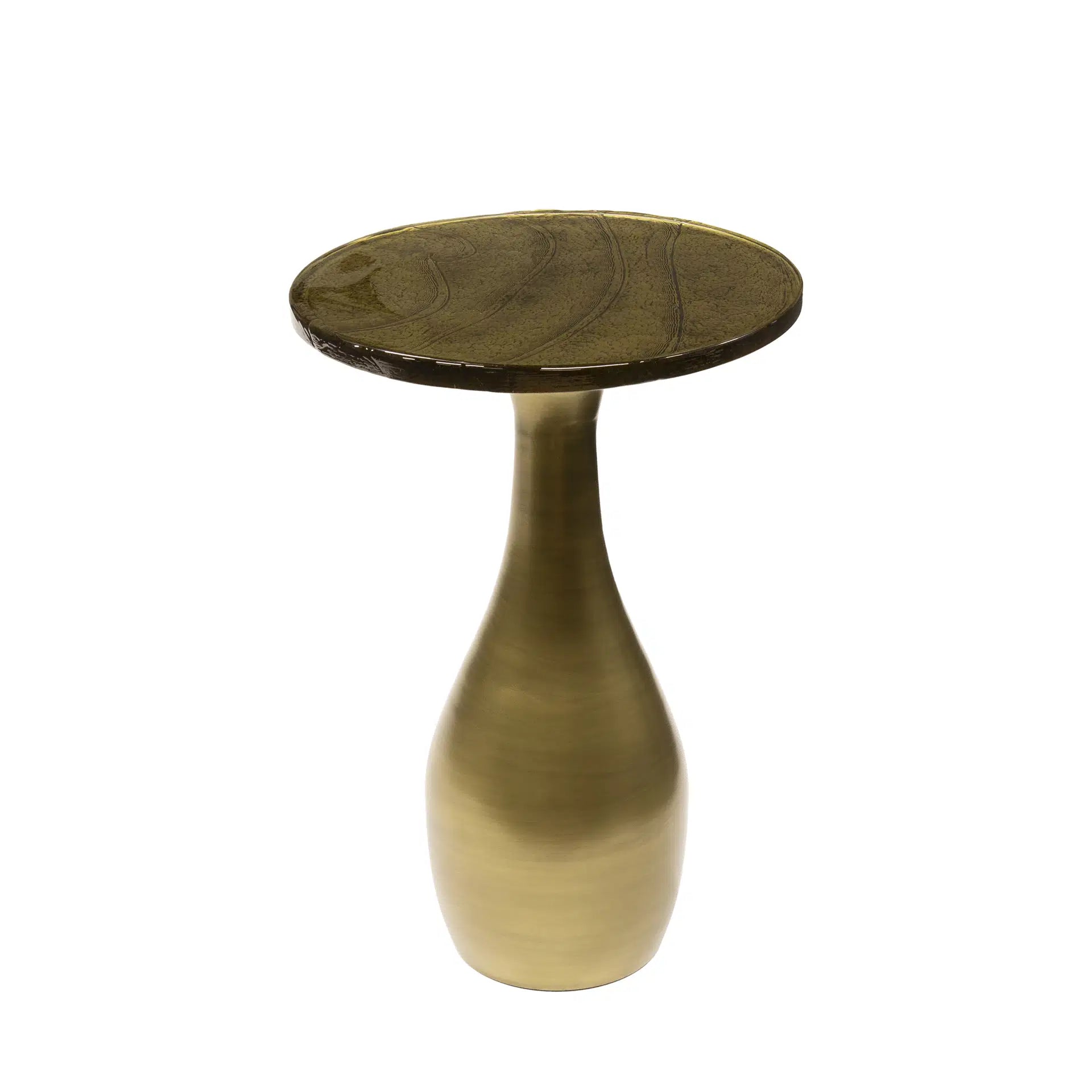 Bijzettafel Veyro - Rond - Goud - Glas - 60 cm