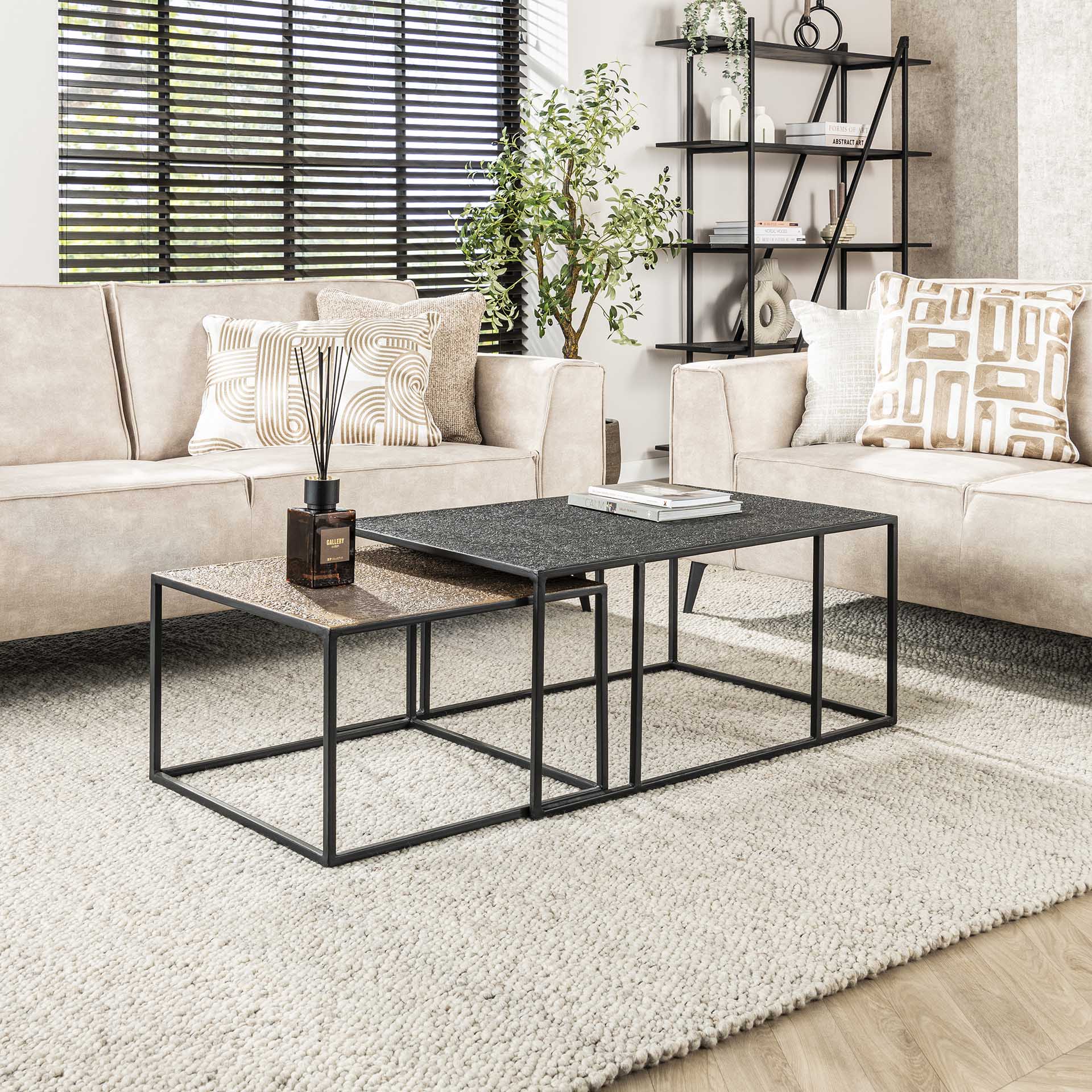 Salontafel Titan - Brons/Zwart - Metaal - Set van 2