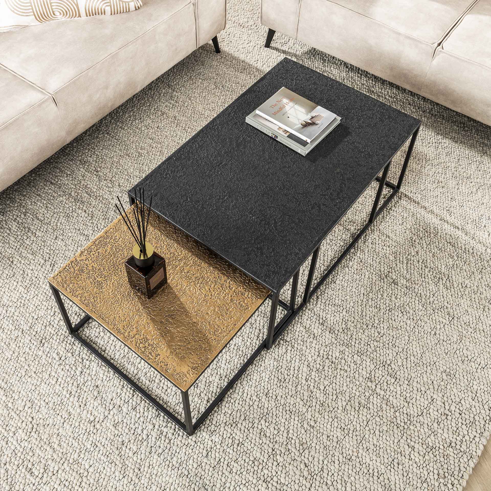 Salontafel Titan - Brons/Zwart - Metaal - Set van 2