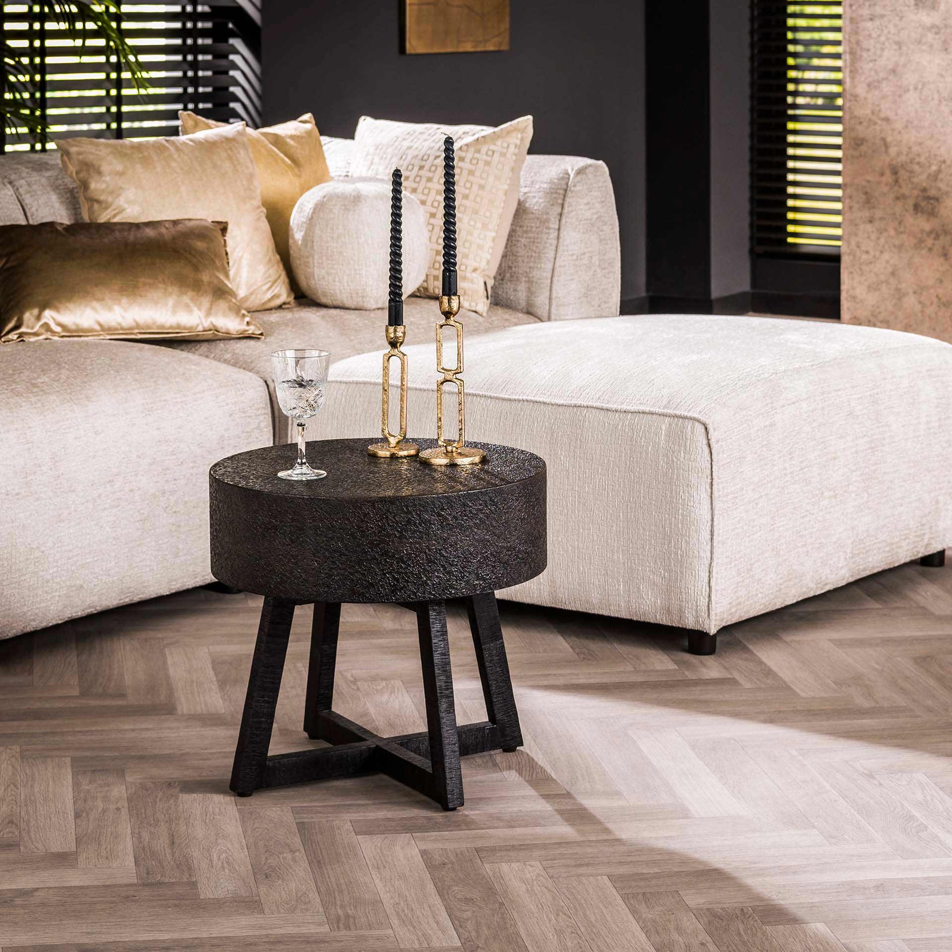 Salontafel Cole - Rond - Liquid Metal - Ø 50 cm