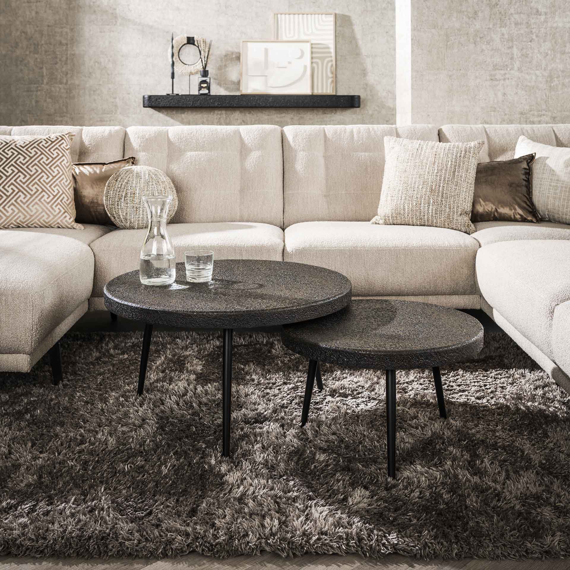 Salontafel Dash - Rond - Liquid Metal - Set van 2