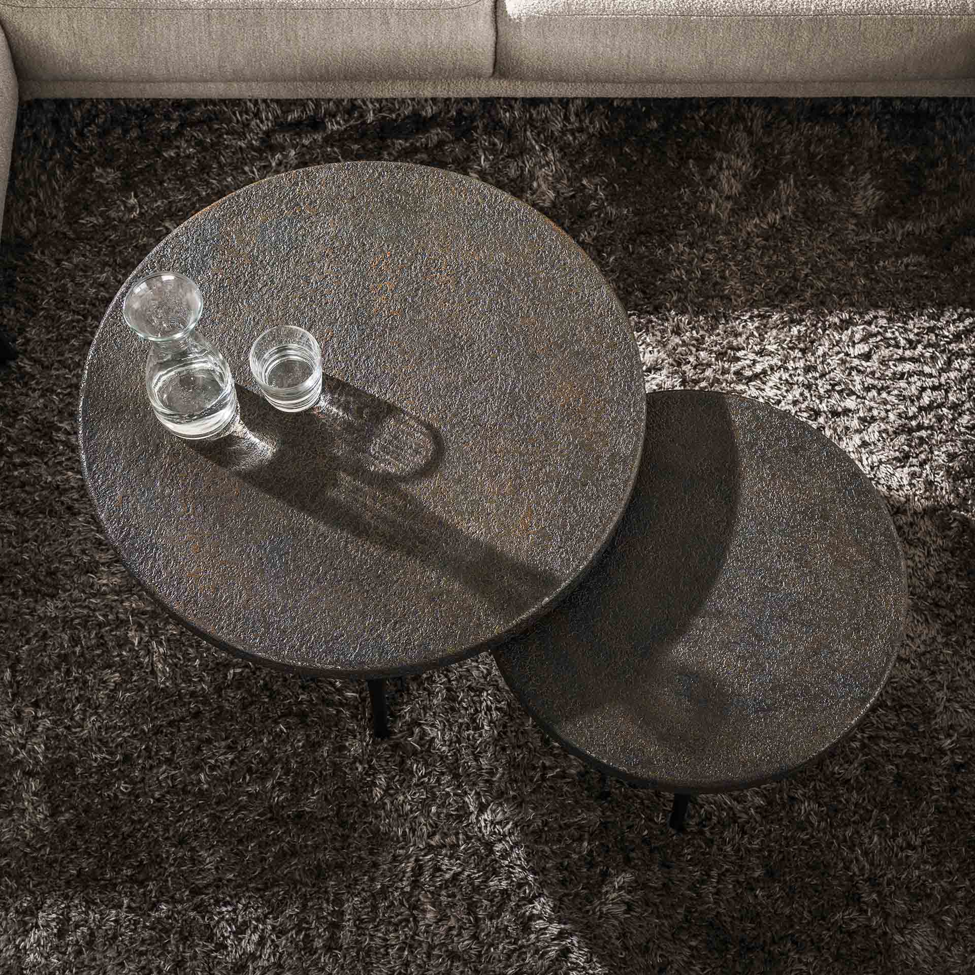 Salontafel Dash - Rond - Liquid Metal - Set van 2