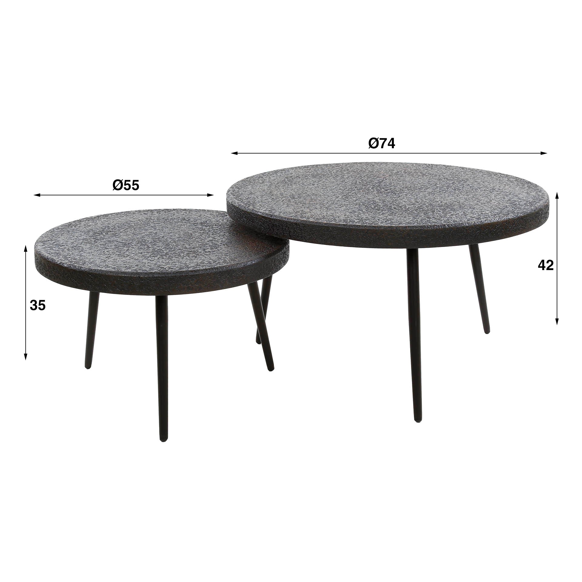 Salontafel Dash - Rond - Liquid Metal - Set van 2