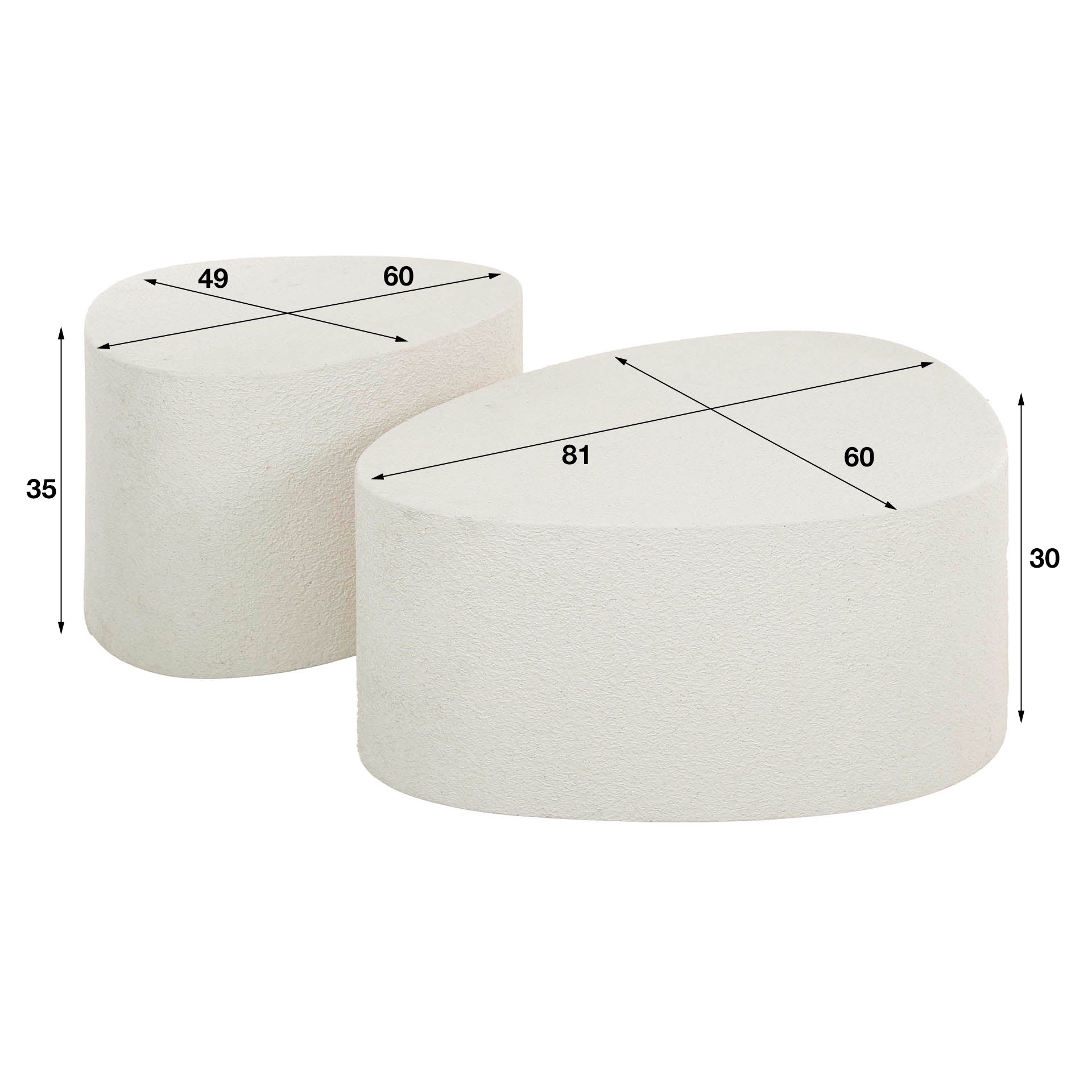 Salontafel Regal - Wit - Organisch - Marmer Composiet - Set van 2