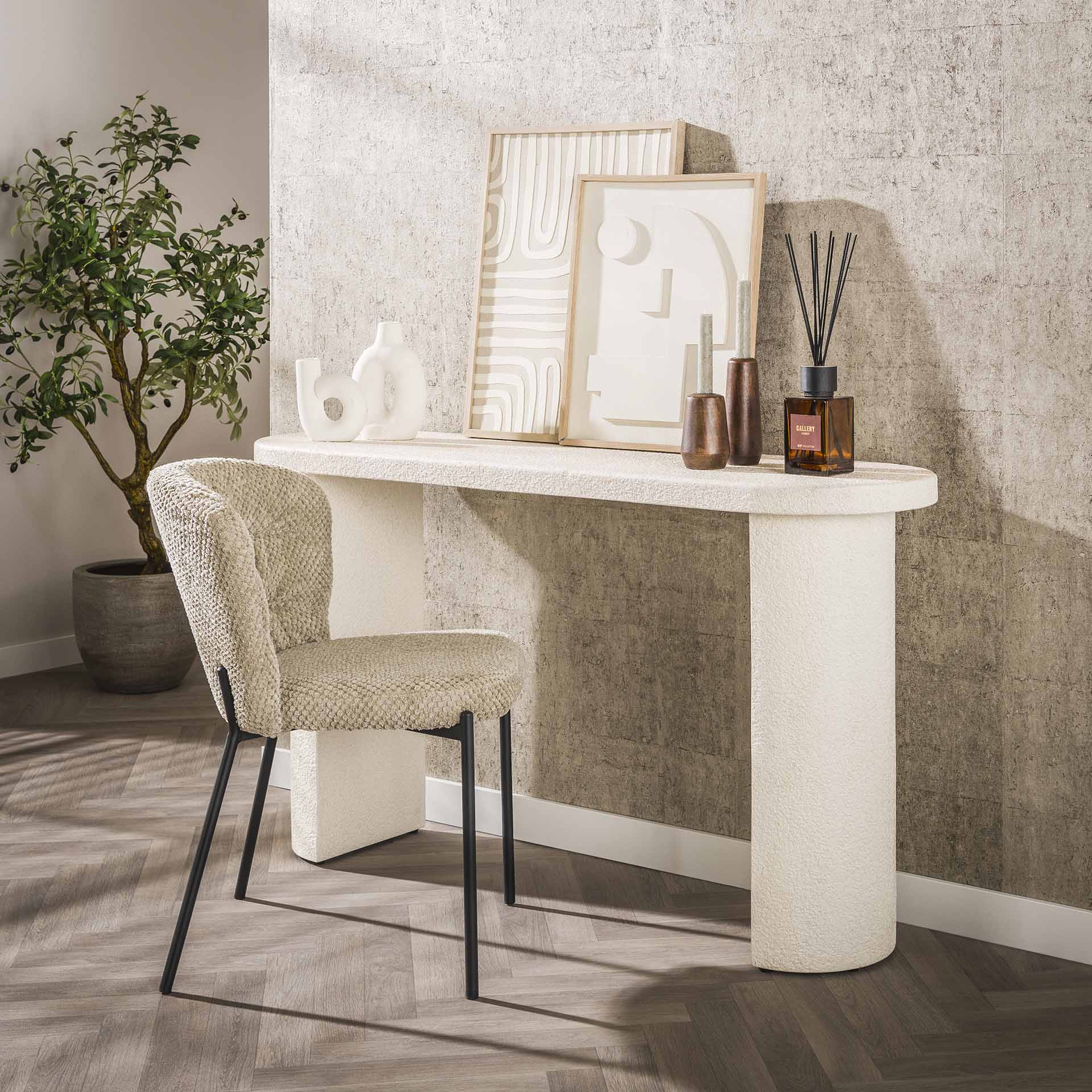 Haltafel Arch - Wit - Marmer Composiet - 77 cm - Ovaal