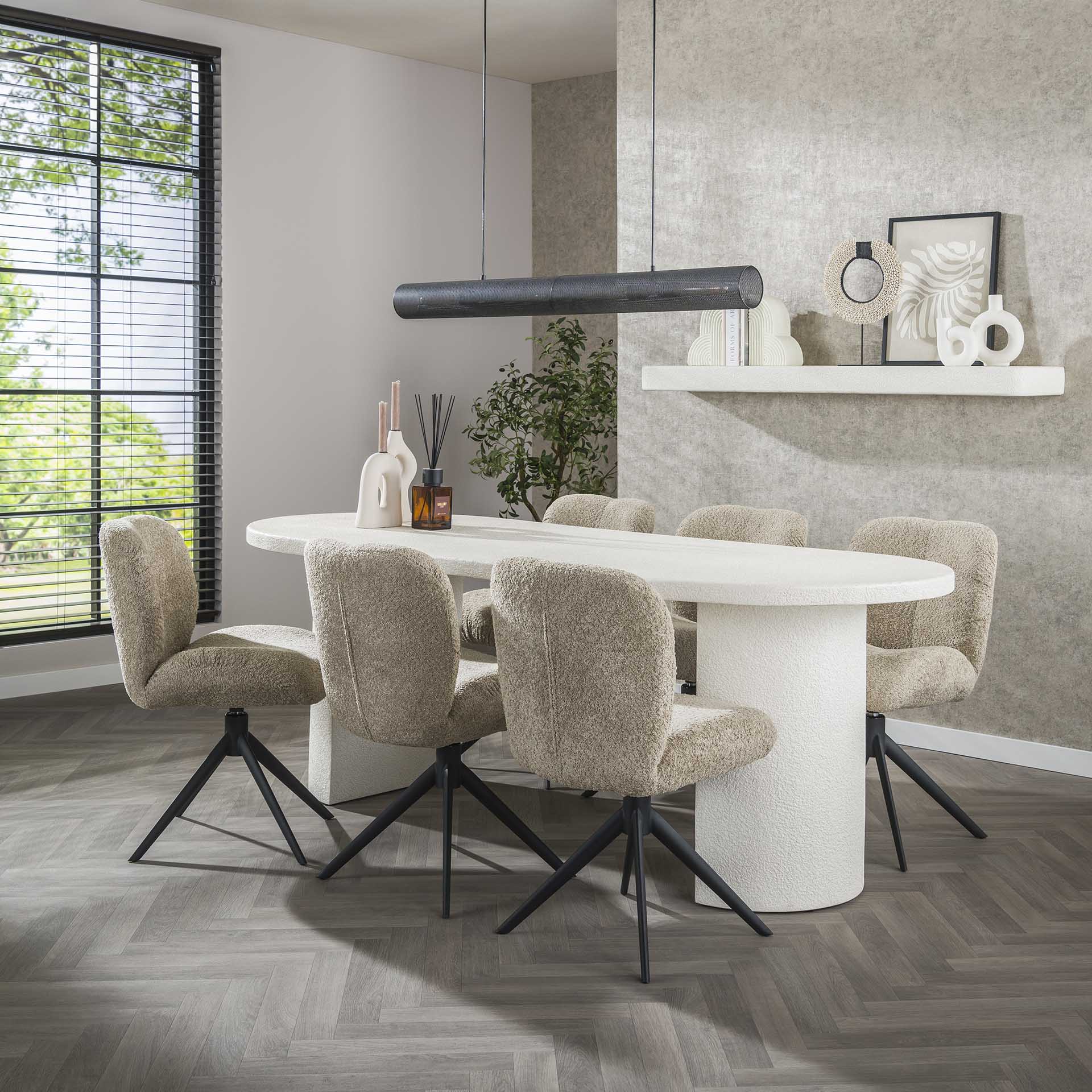 Eettafel Arch - Wit - Marmer Composiet - 215 cm - Ovaal