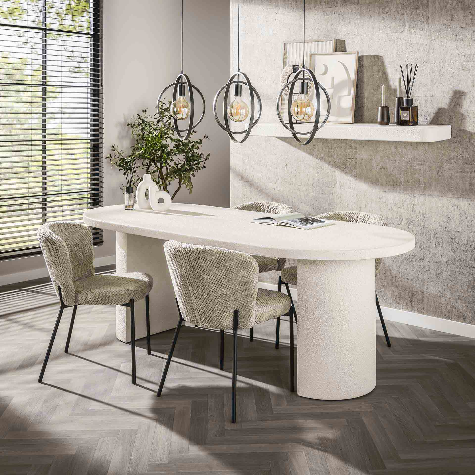 Eettafel Arch - Wit - Marmer Composiet - 215 cm - Ovaal