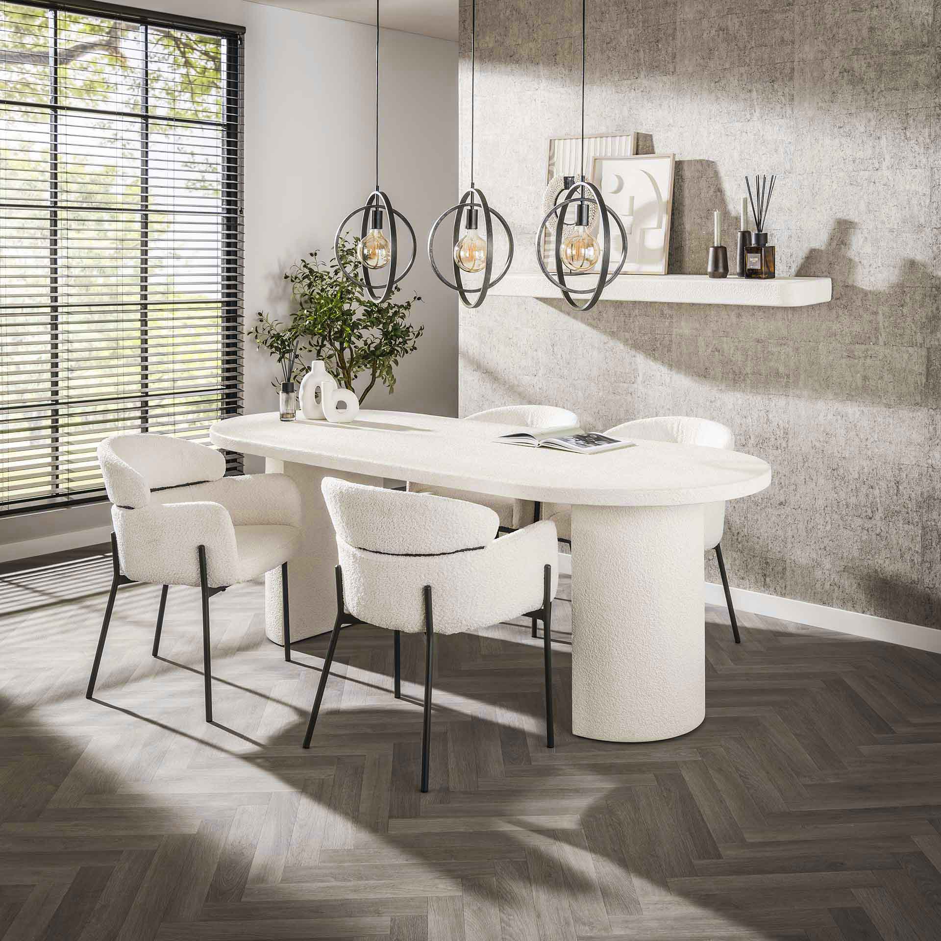 Eettafel Arch - Wit - Marmer Composiet - 215 cm - Ovaal