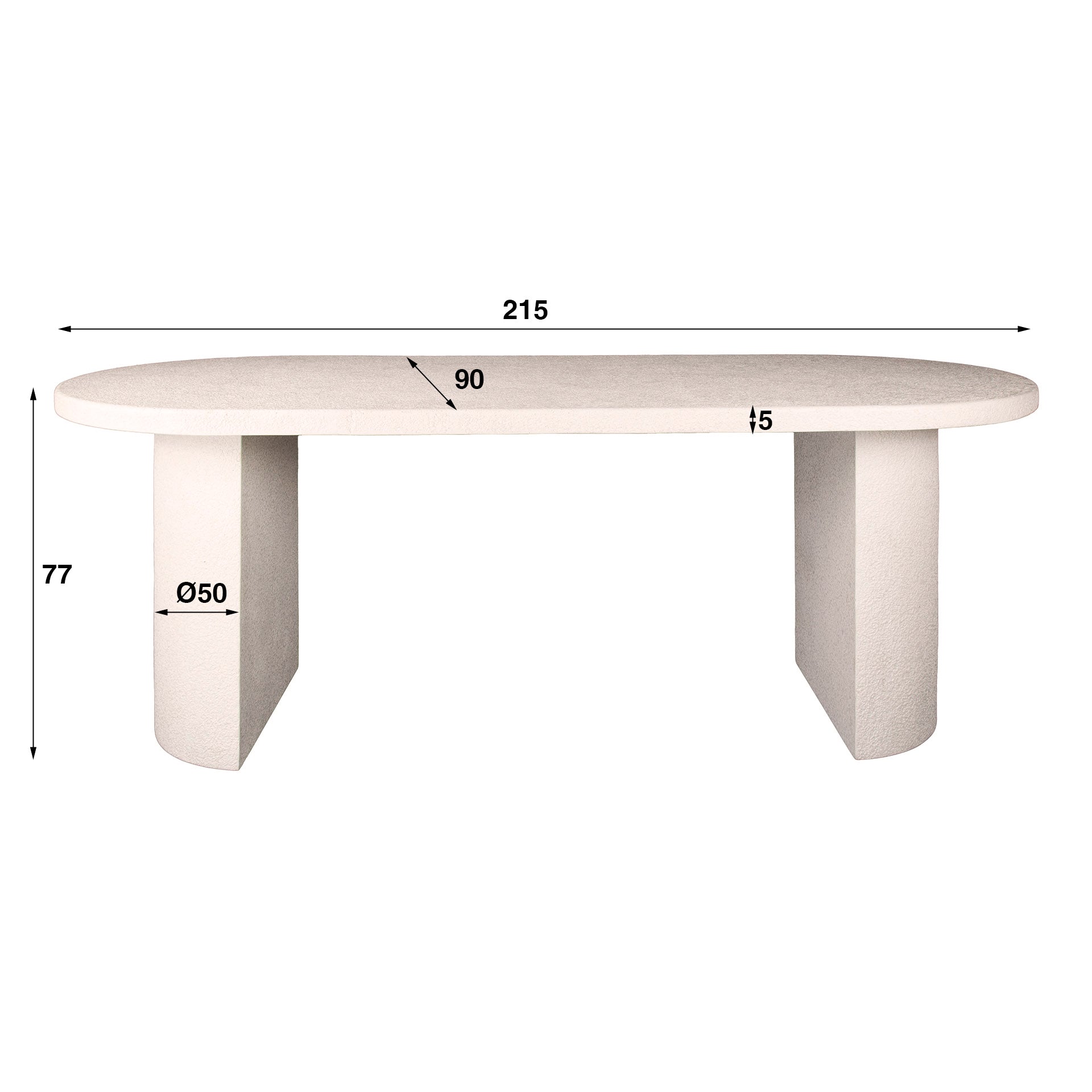 Eettafel Arch - Wit - Marmer Composiet - 215 cm - Ovaal