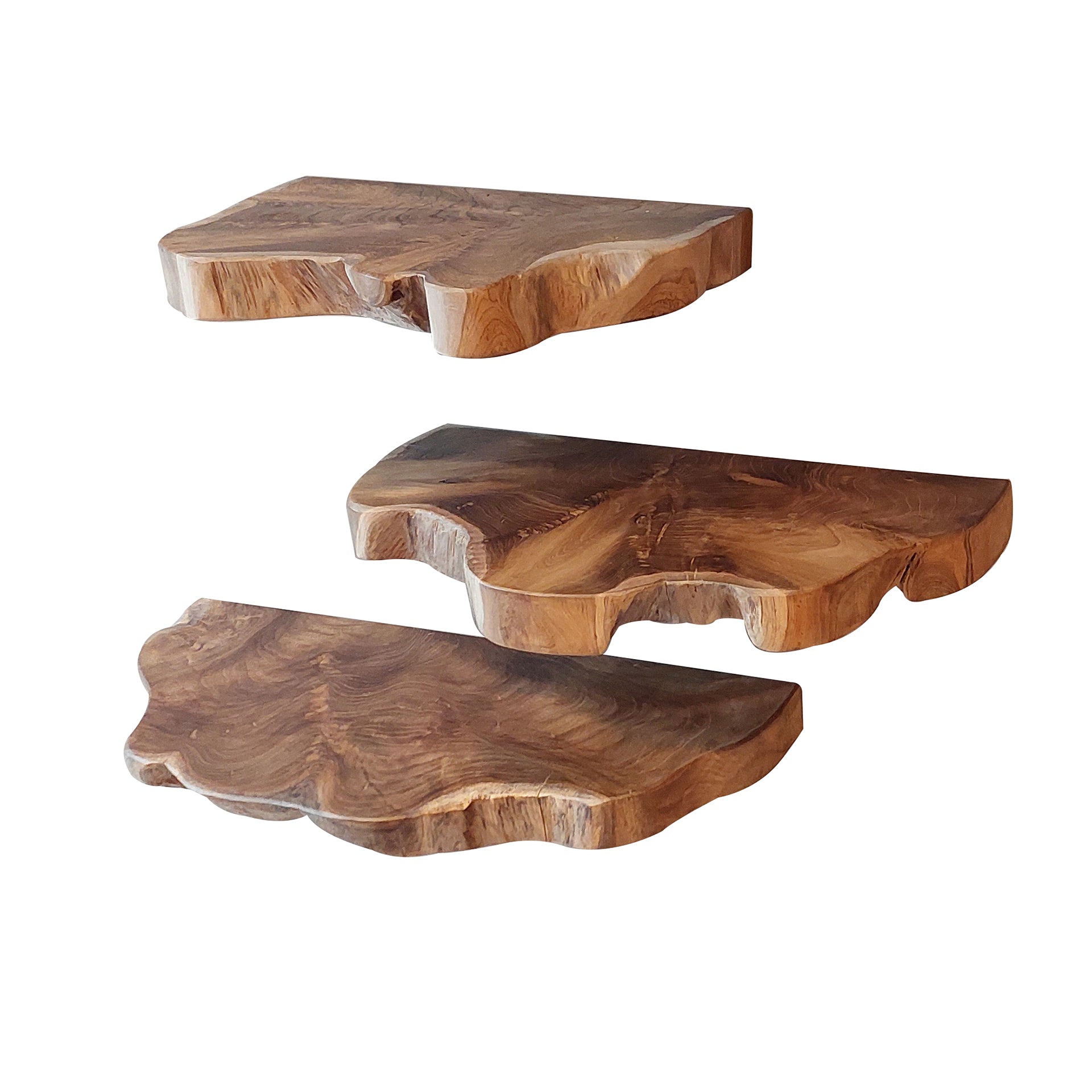 Wandplank Sublime - Bruin - Teakhout - Set van 3
