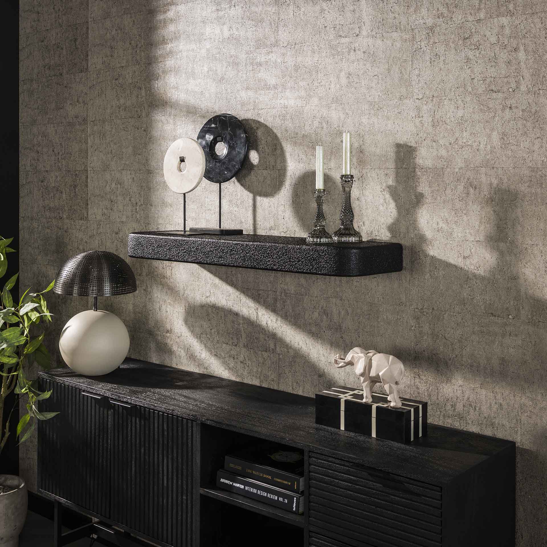Wandplank Liv - Zwart - Liquid Metal - 100 cm