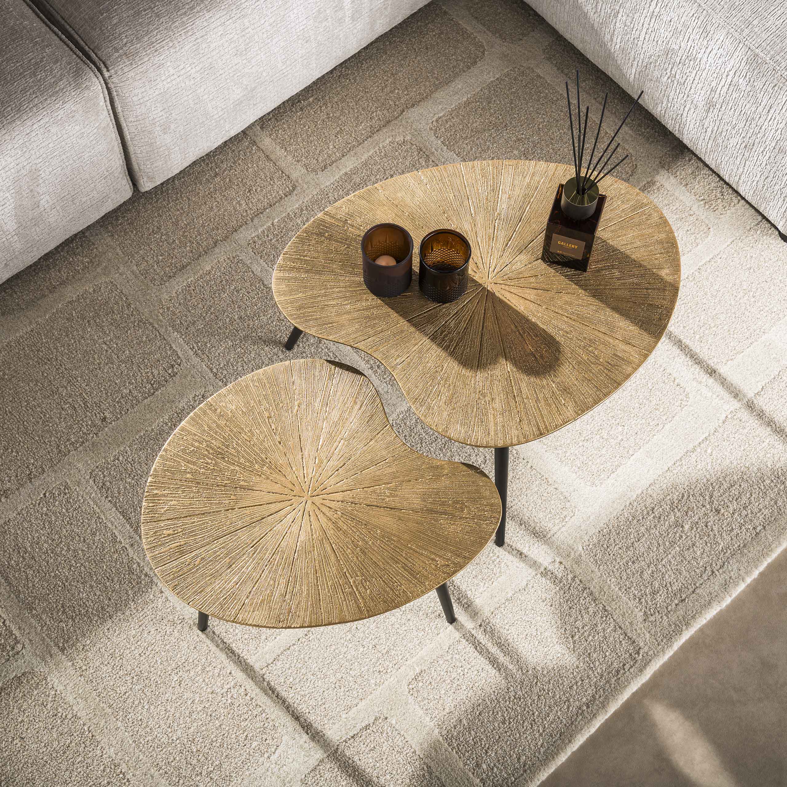 Salontafel Elvora - Organisch - Goud - Set van 2