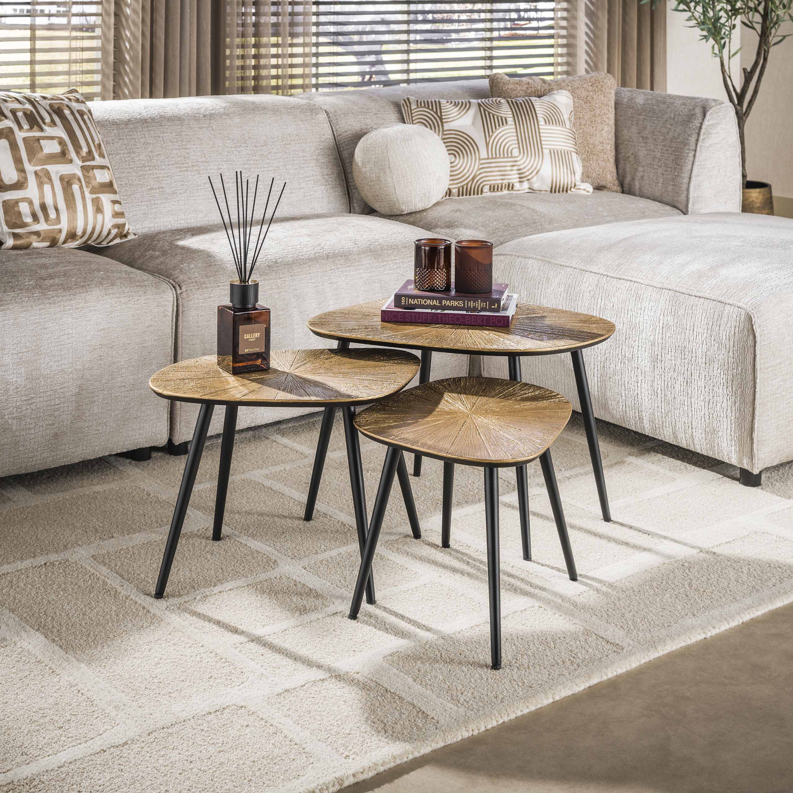 Salontafel Trevaro - Organisch - Goud - Set van 3