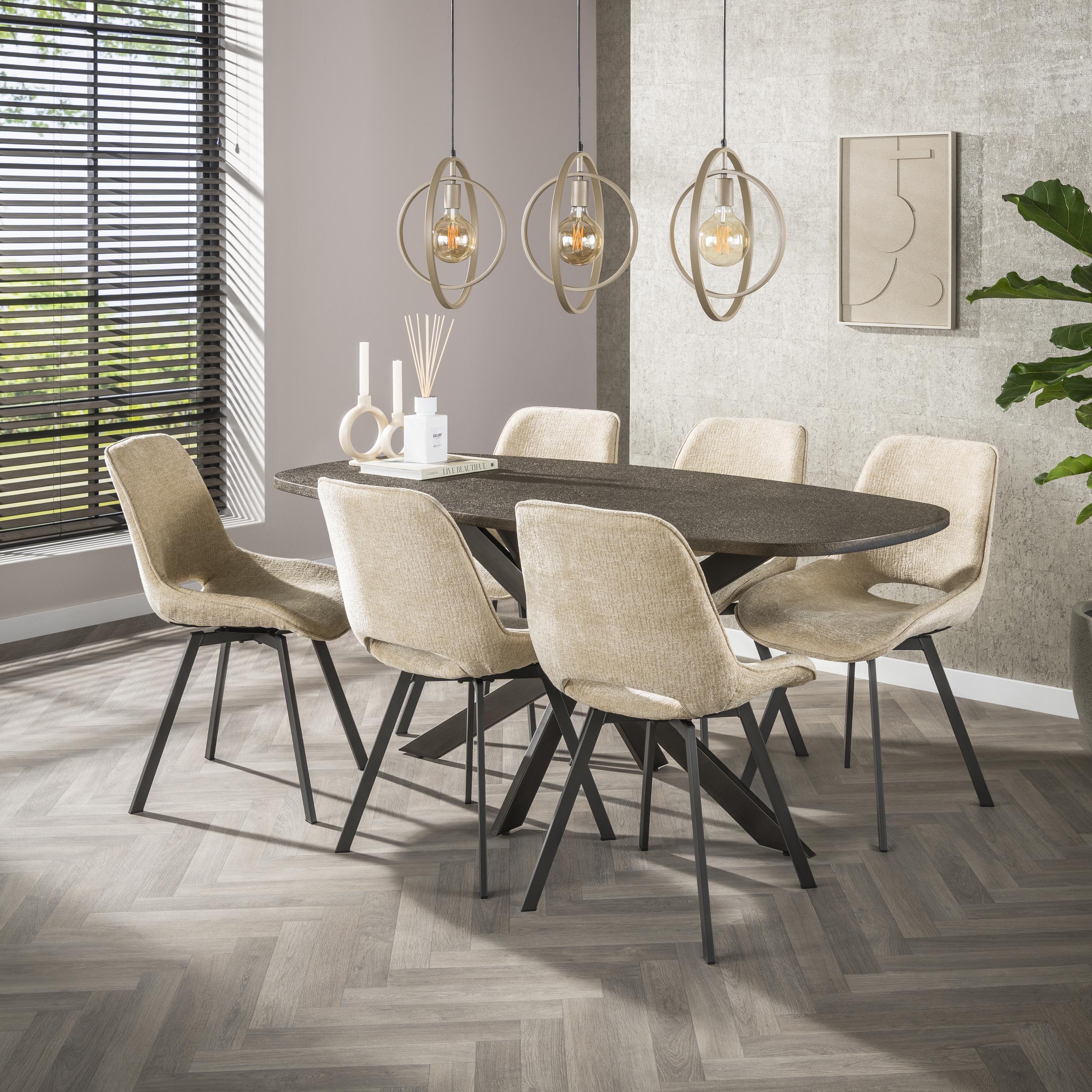 Eettafel Montier - Deens Ovaal - Liquid Metal - 180 cm