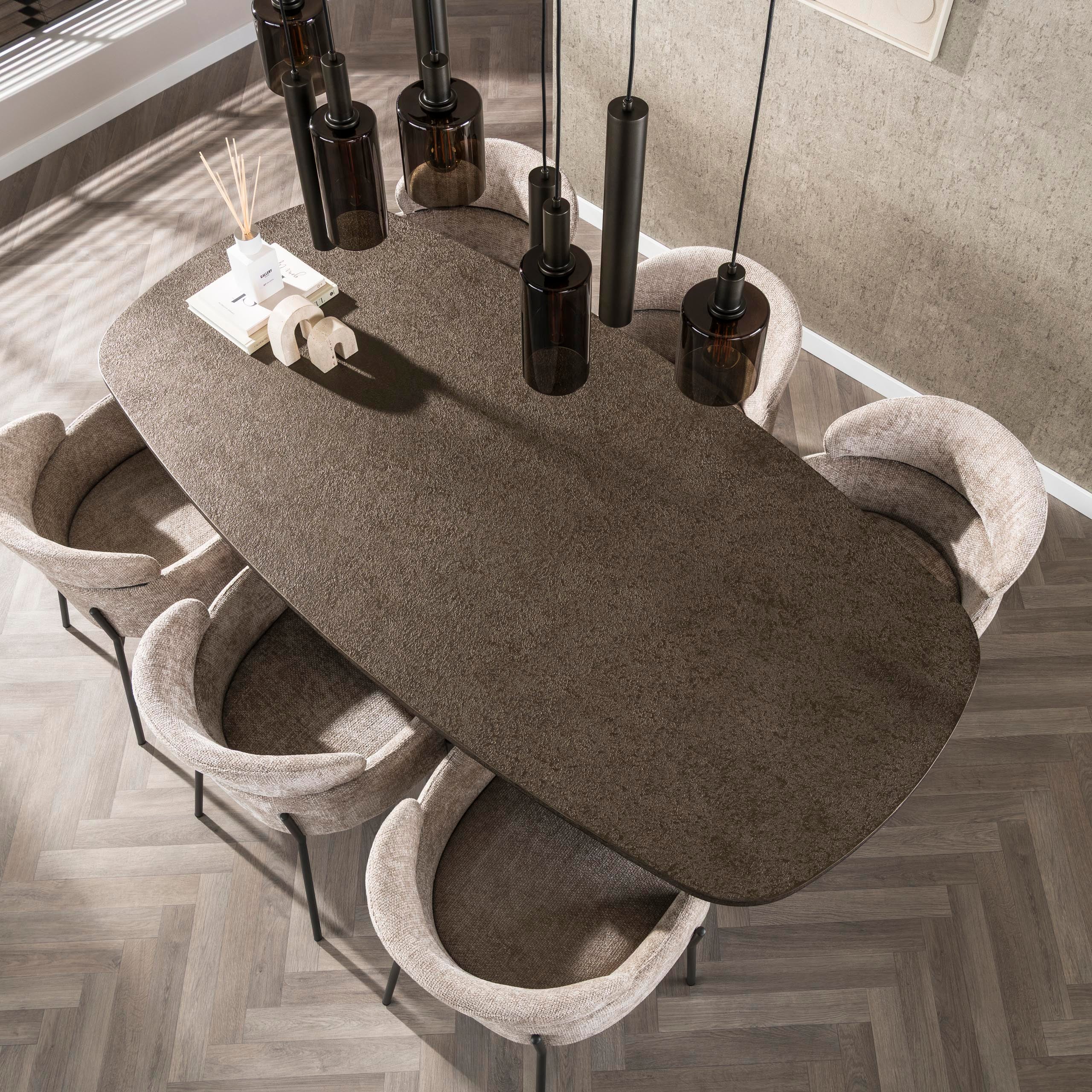 Eettafel Montier - Deens Ovaal - Liquid Metal - 215 cm