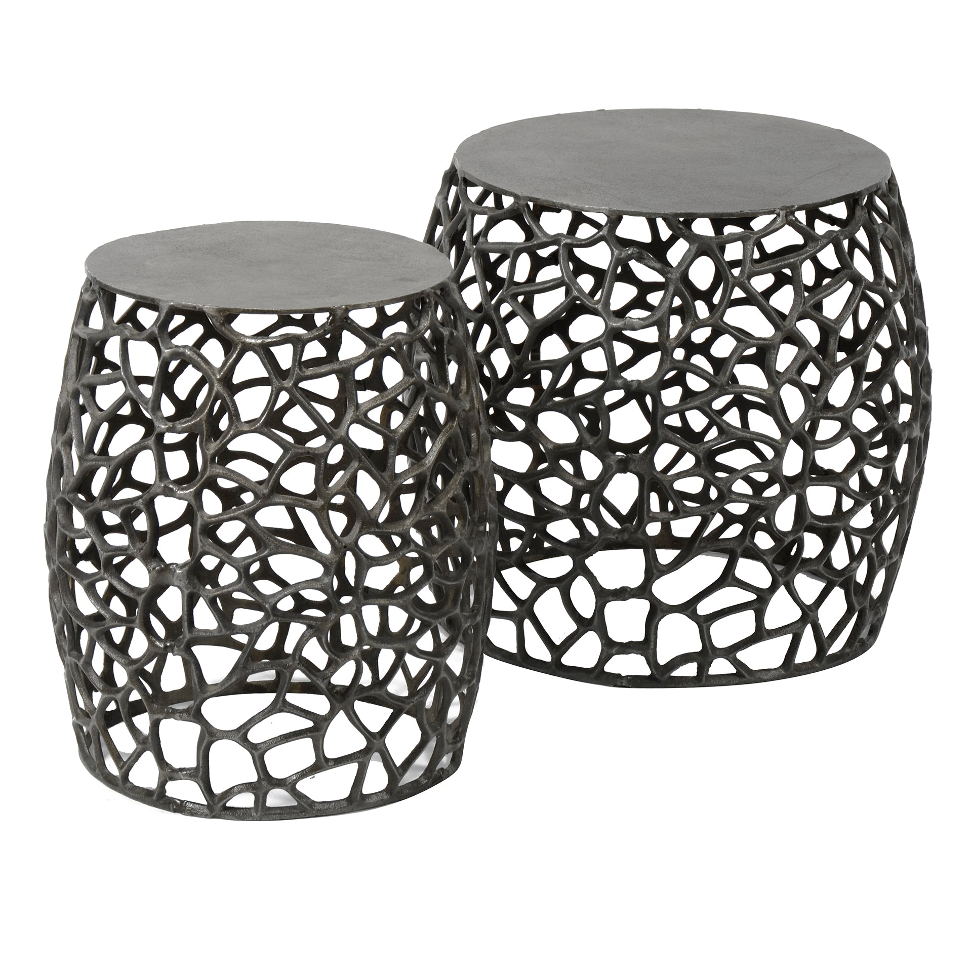 Bijzettafel Snazzy - Rond - Nikkel - Aluminium - Set van 2