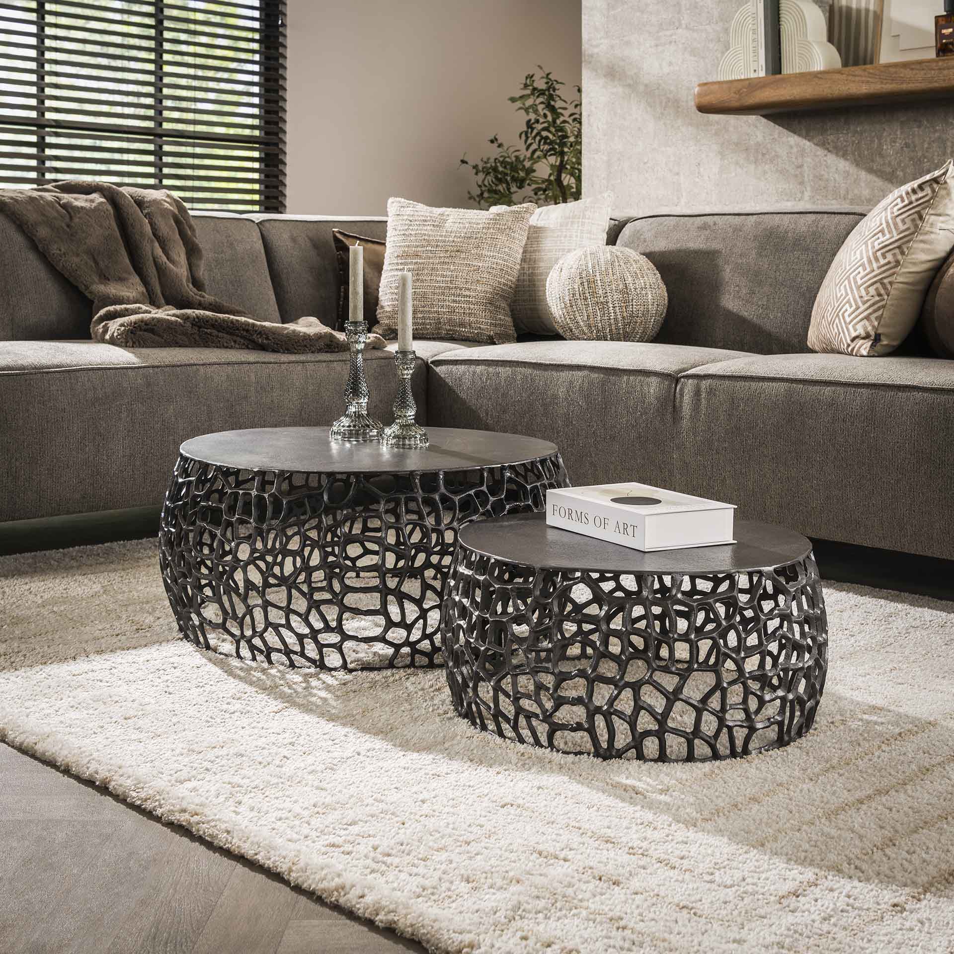 Salontafel Mystique - Rond - Nikkel - Set van 2