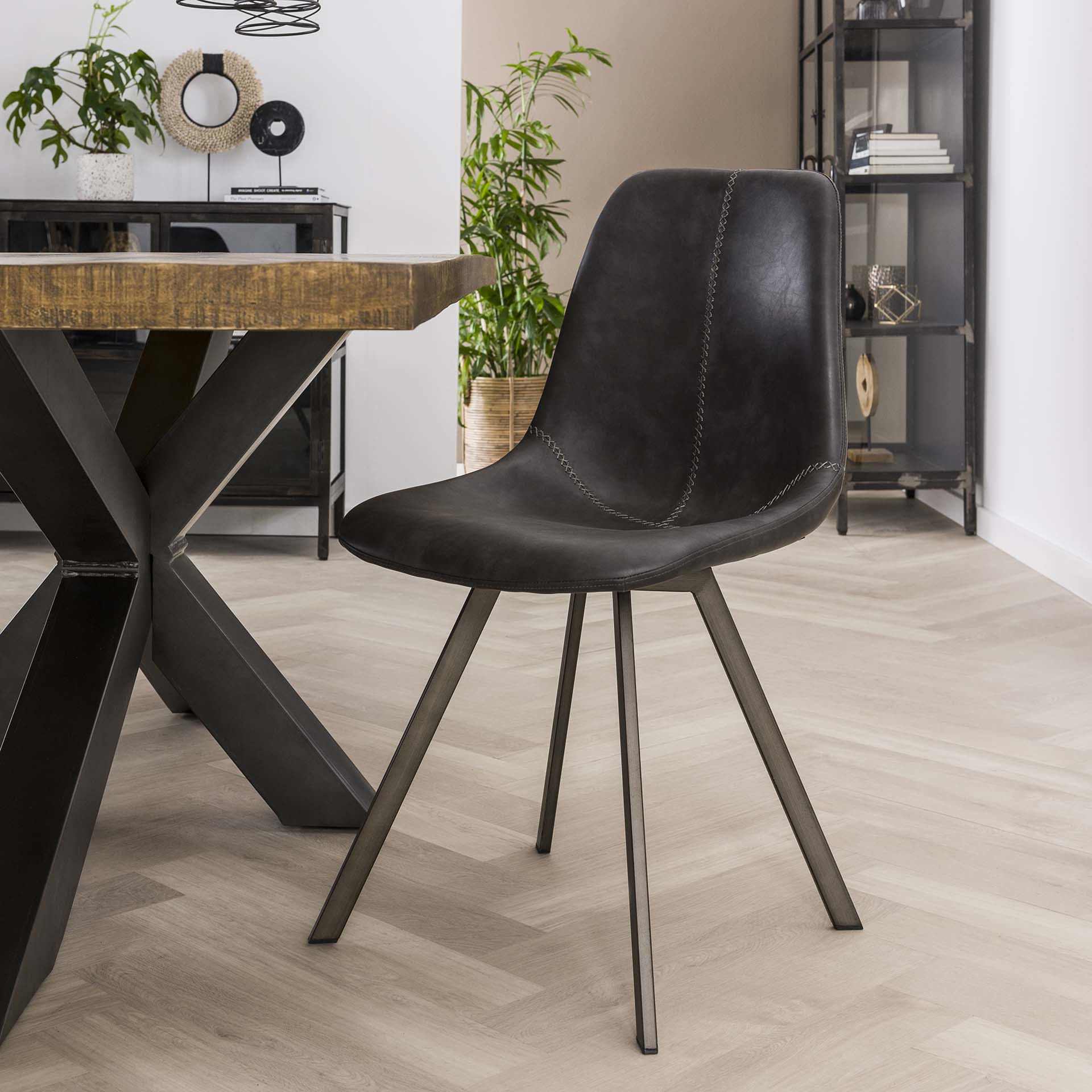 Eetkamerstoel Ziggy - Zwart - Microleder