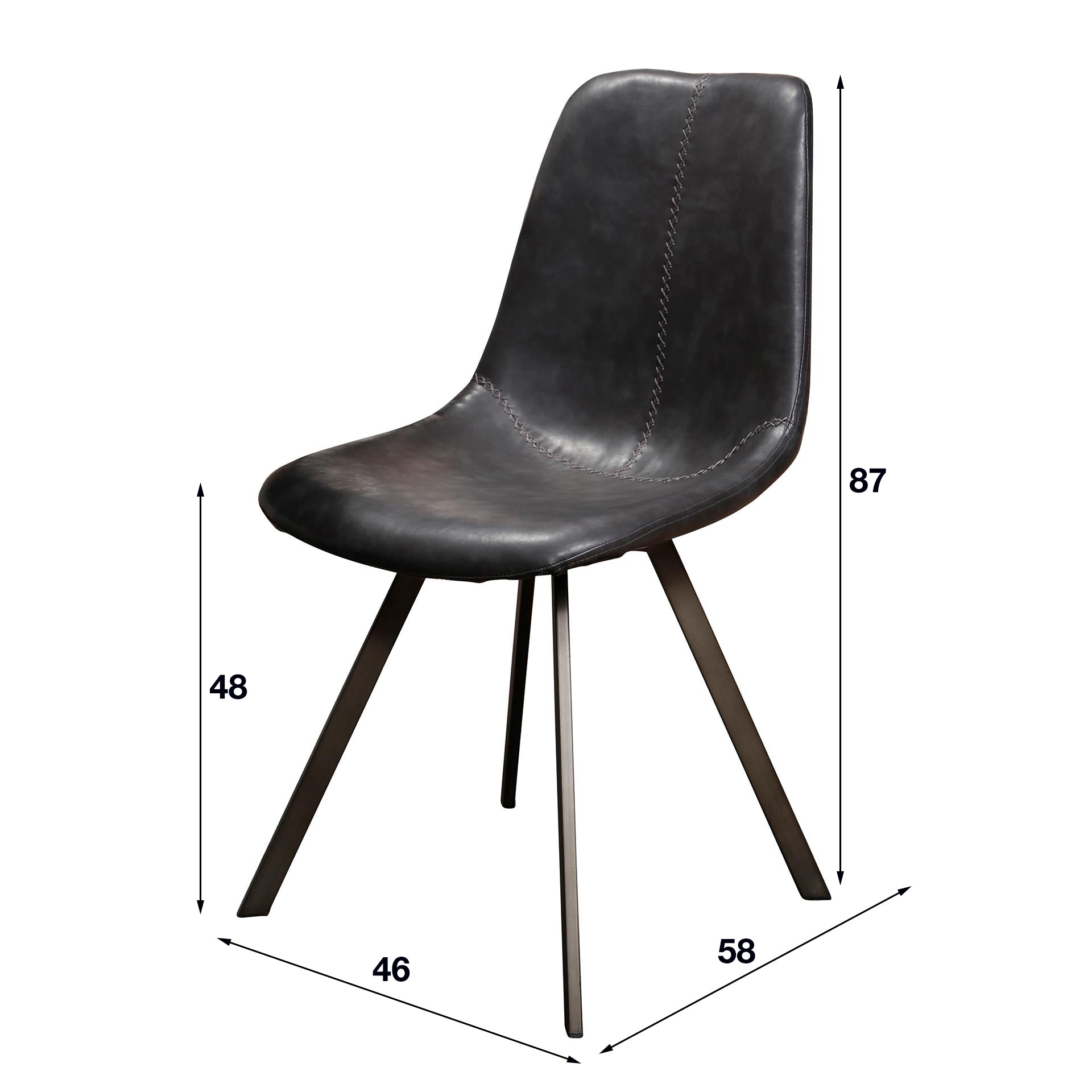 Eetkamerstoel Ziggy - Zwart - Microleder
