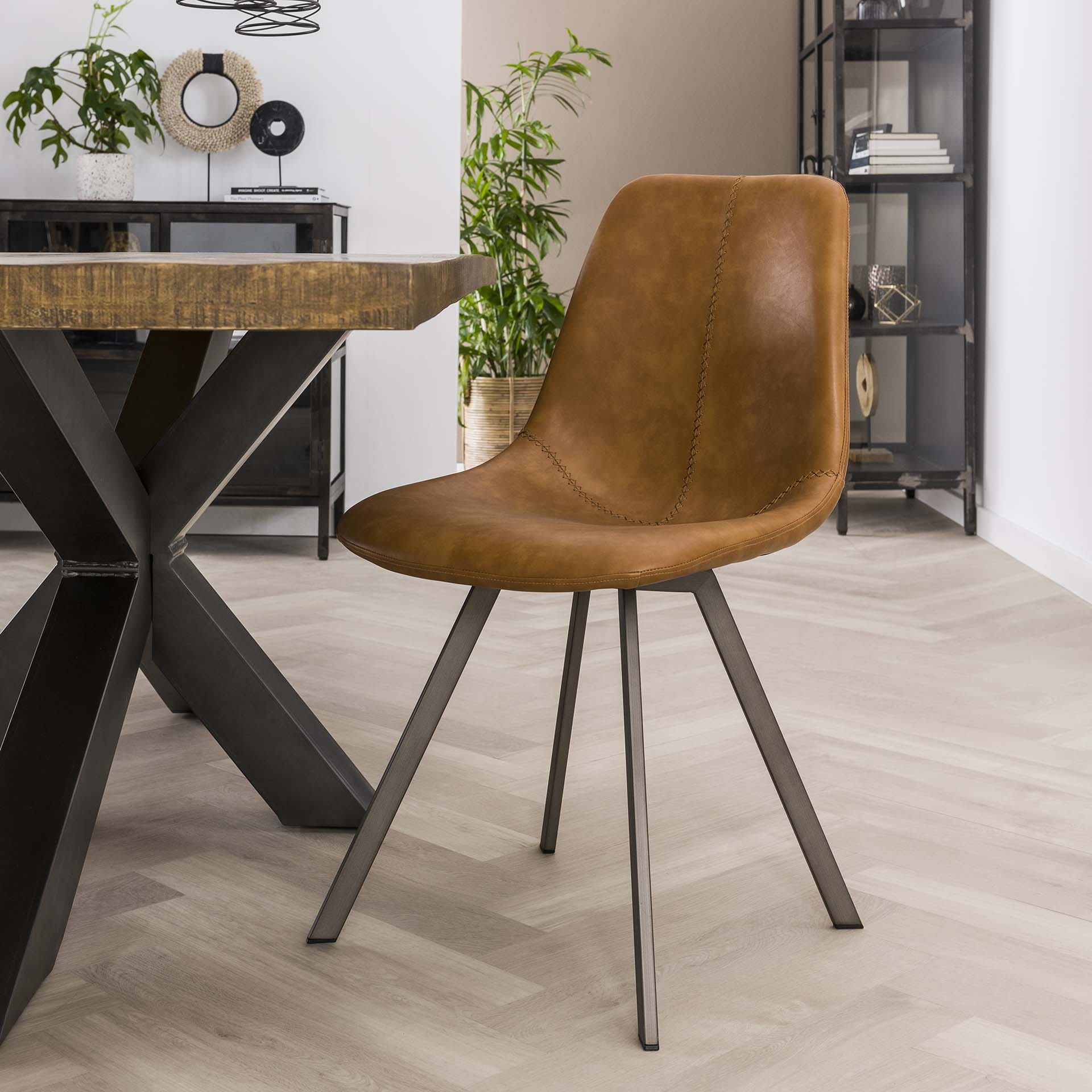 Eetkamerstoel Ziggy - Bruin - Microleder