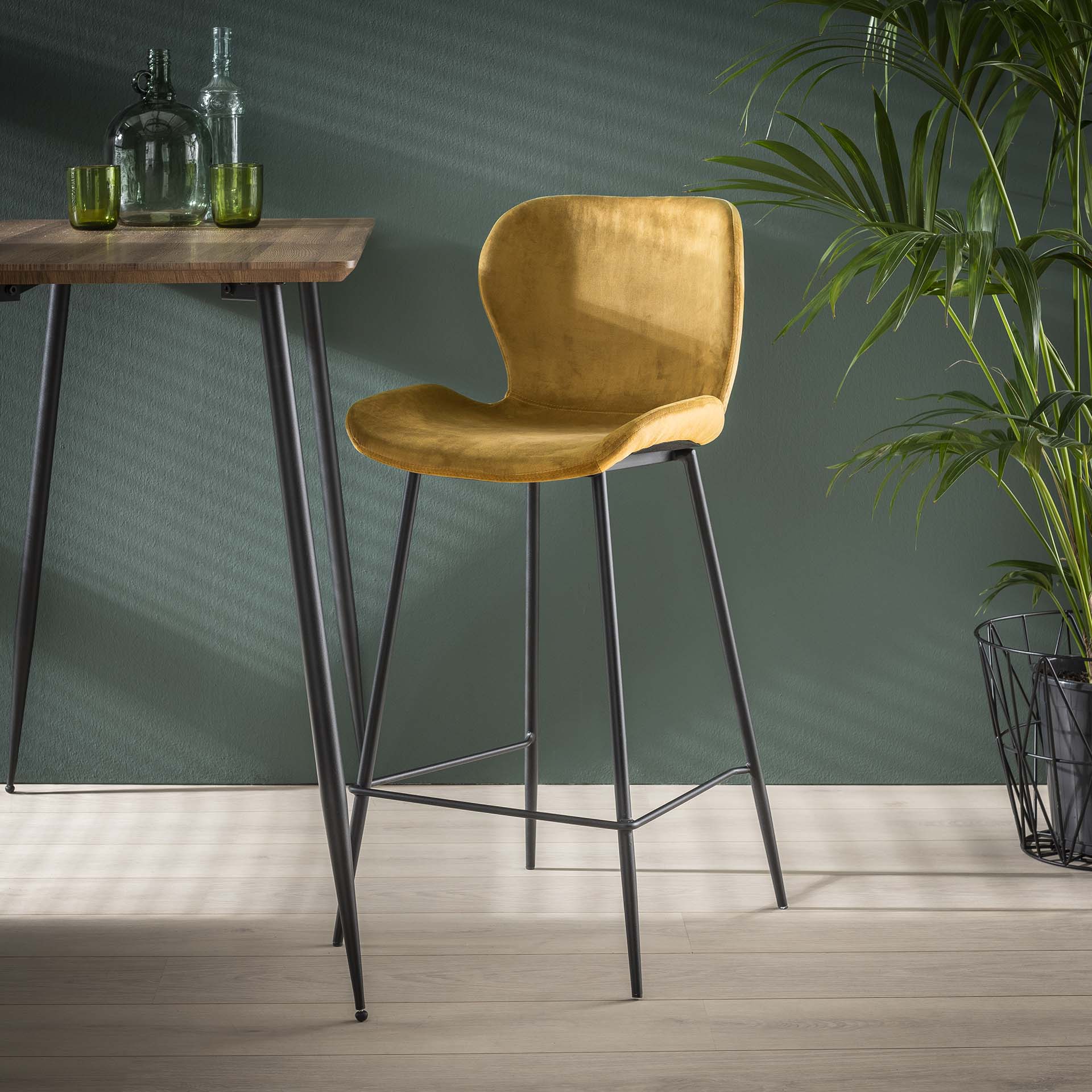 Barstoel Sapphire - Goud - Velvet