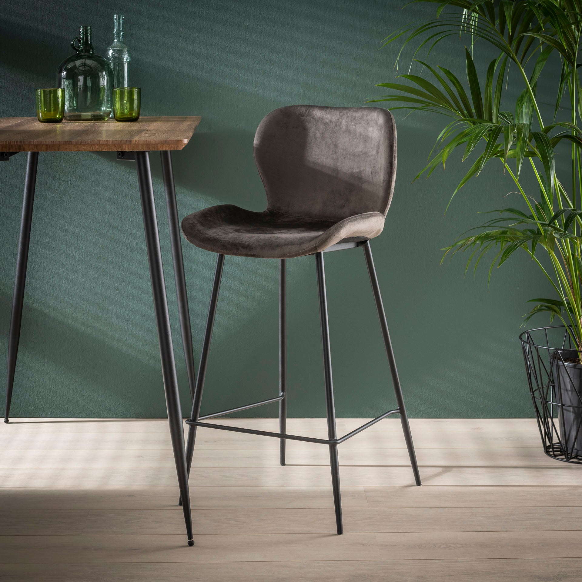 Barstoel Sapphire - Antraciet - Velvet