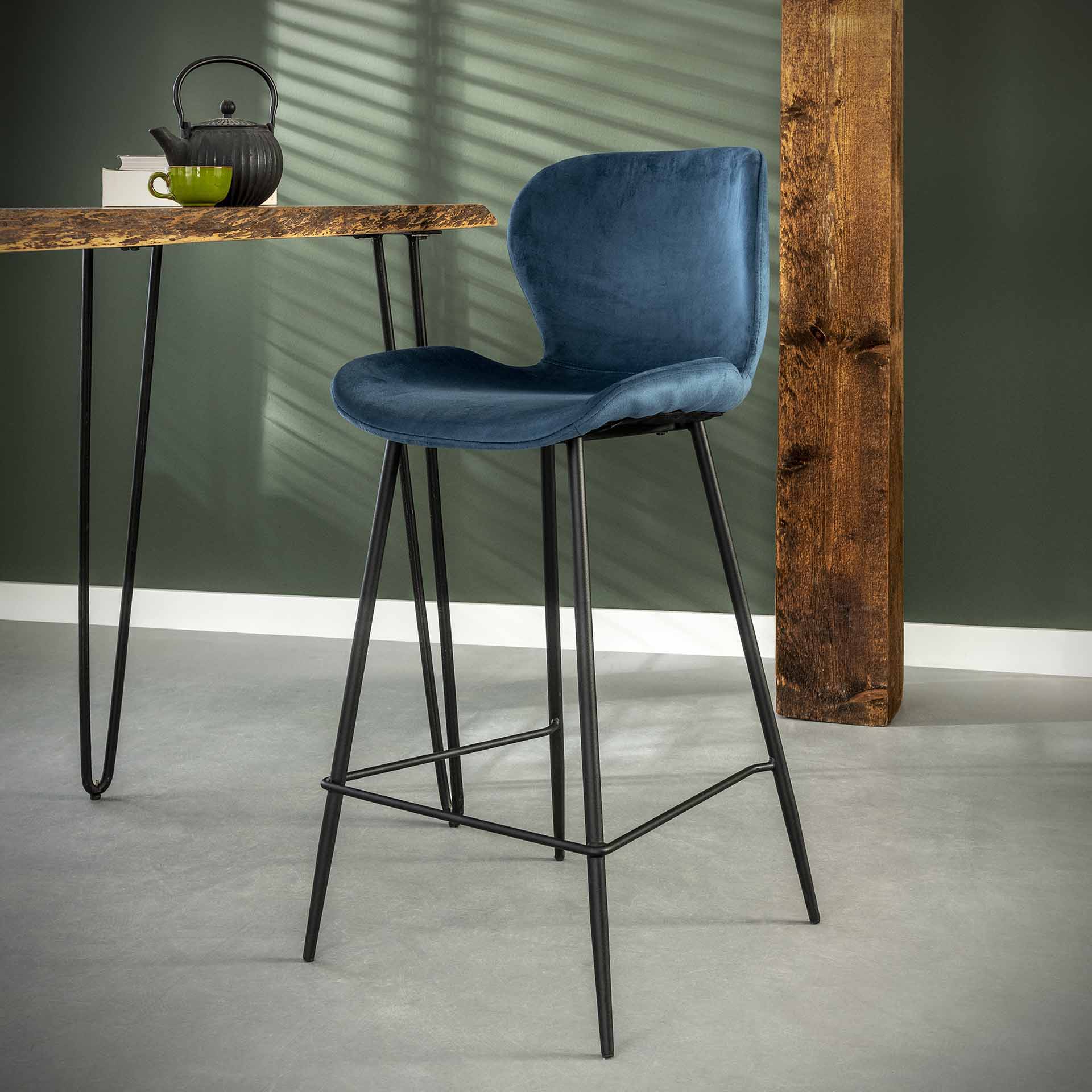 Barstoel Sapphire - Blauw - Velvet