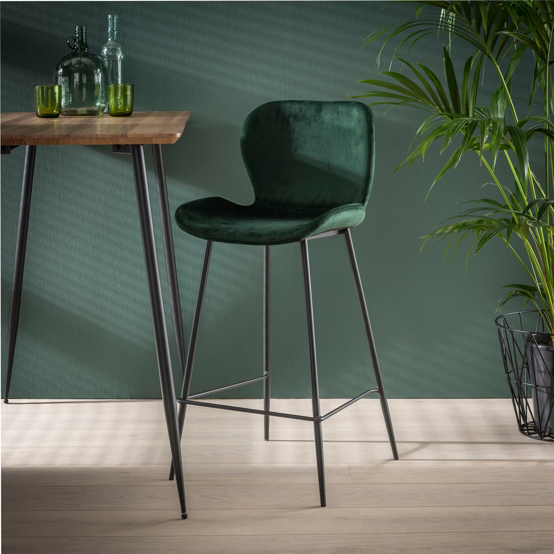 Barstoel Sapphire - Groen - Velvet