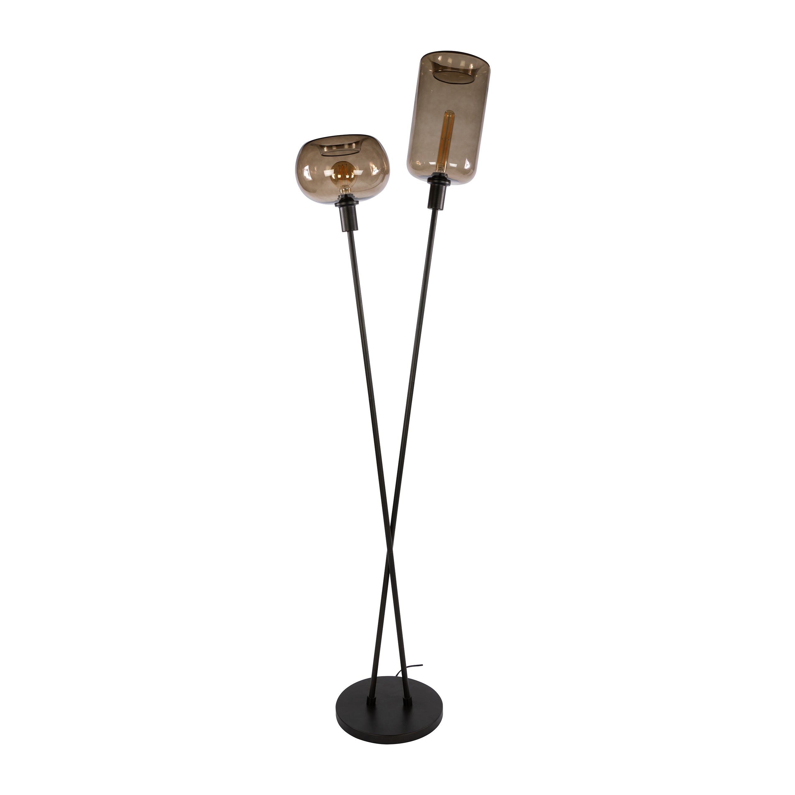 Vloerlamp Avelore - 2-lichts - Brons - Amberglas