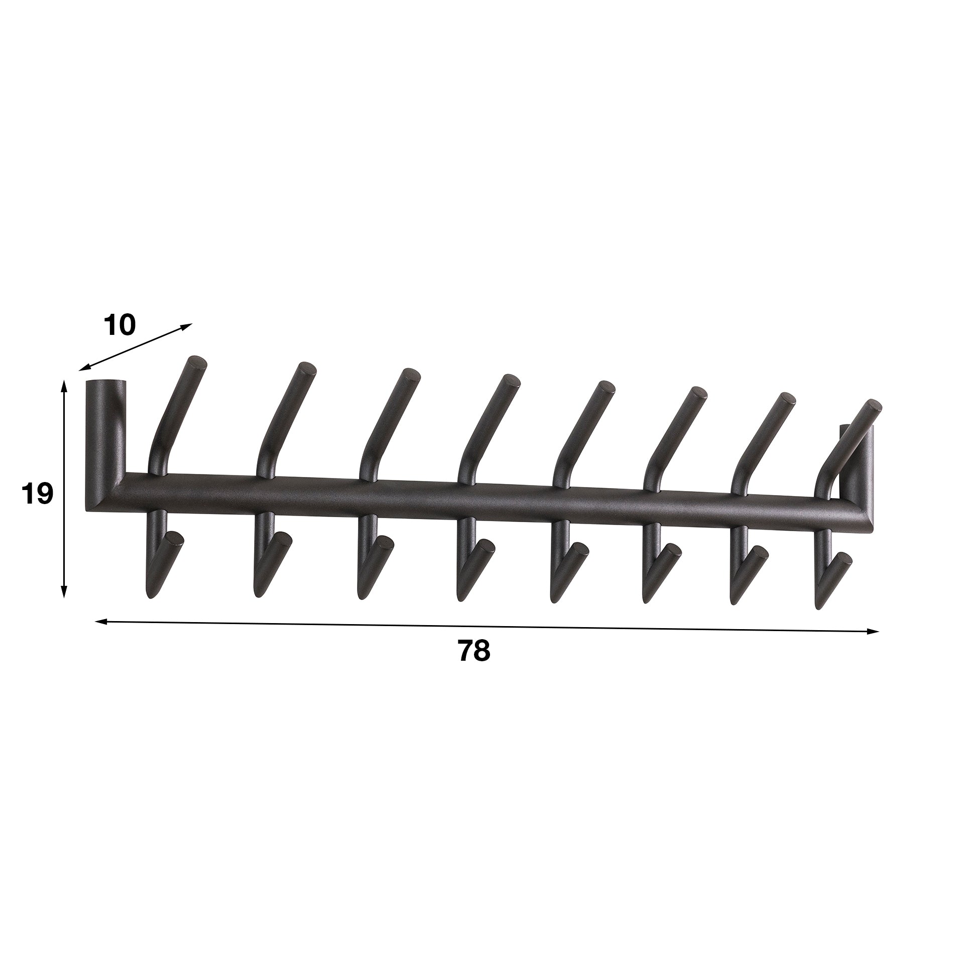 Kapstok Kenny Smal - Gepoedercoat Staal - 16 haken - 78 cm
