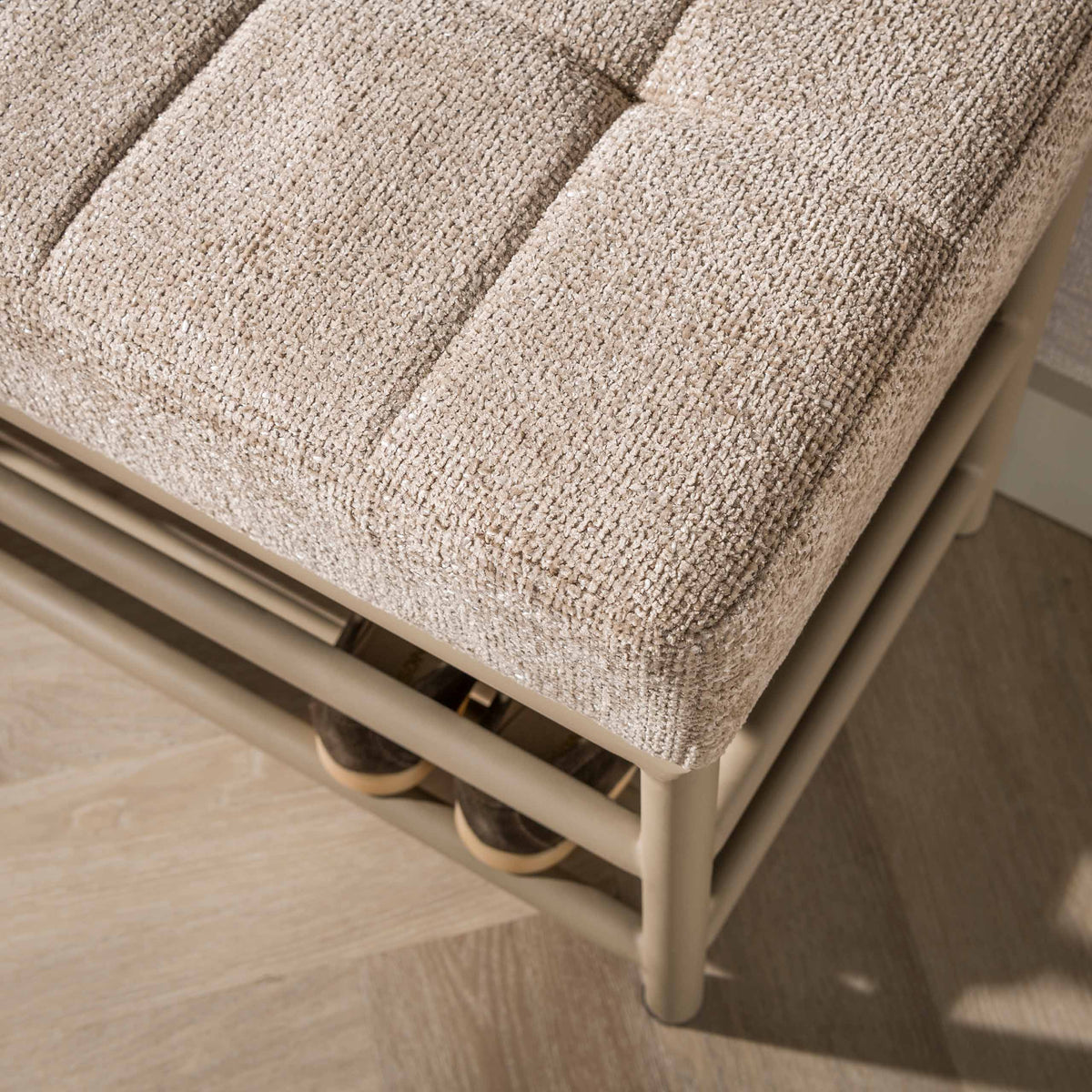 Garderobebank Lumi - Beige - Gepoedercoat Staal - 100 cm