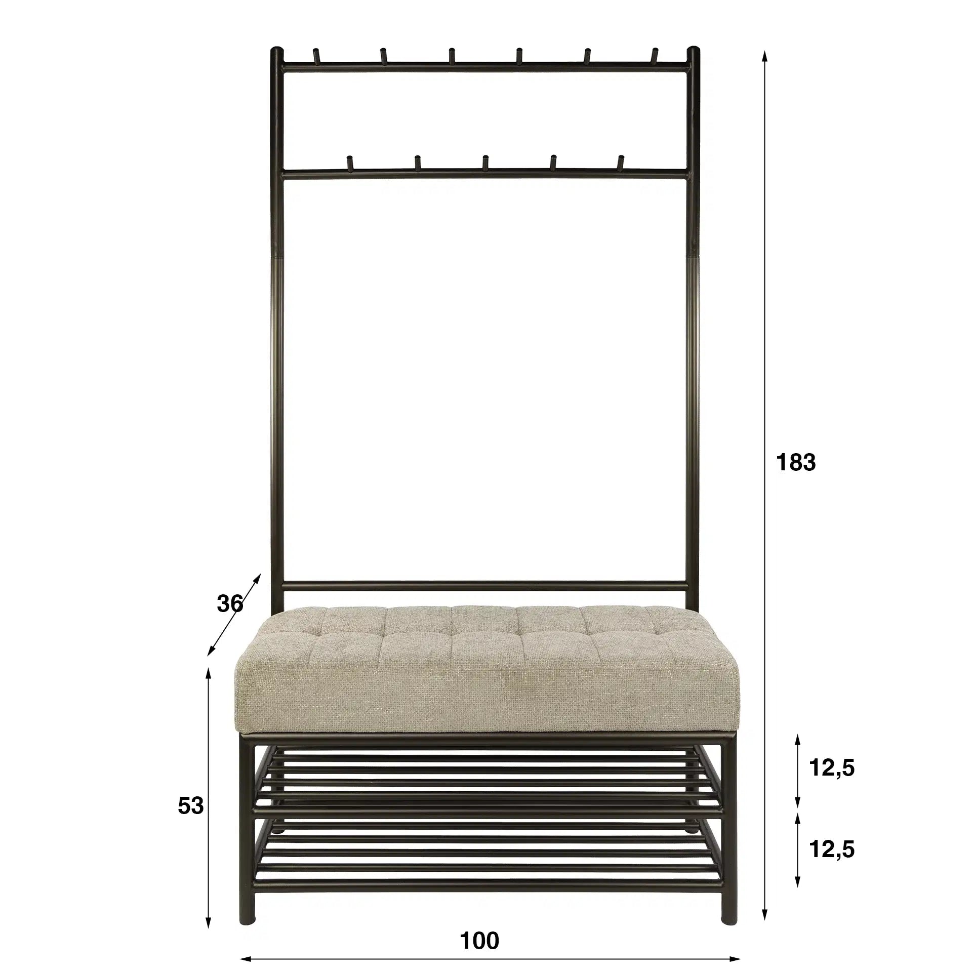 Garderobemeubel Lumi - Brons - Gepoedercoat Staal - 100 cm