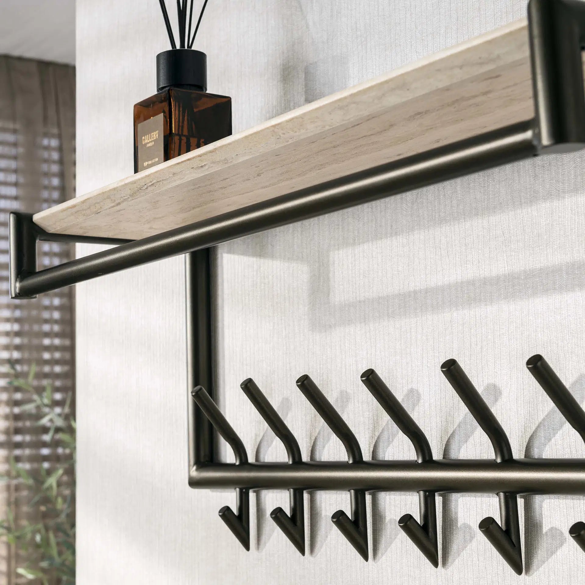 Kapstok Lineo - Keramisch Travertin - 14 haken - 85 cm