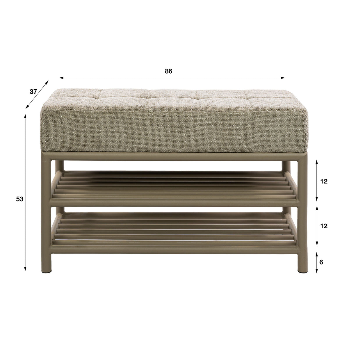 Schoenenbank Lumi - Beige - Gepoedercoat Staal - 85 cm