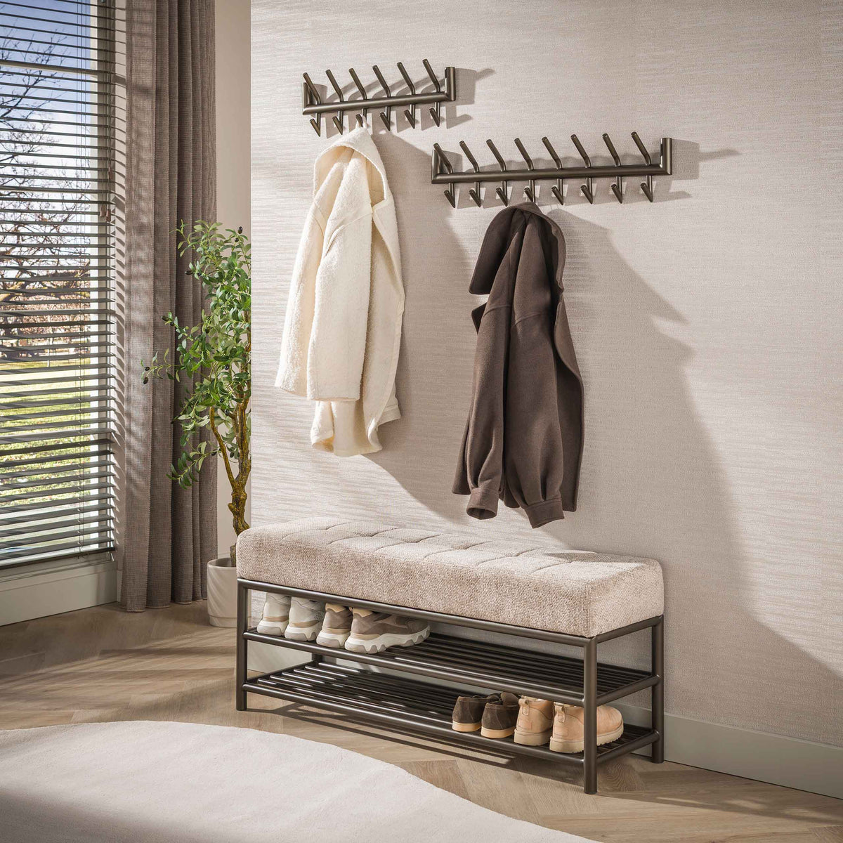 Schoenenbank Lumi - Brons - Gepoedercoat Staal - 125 cm