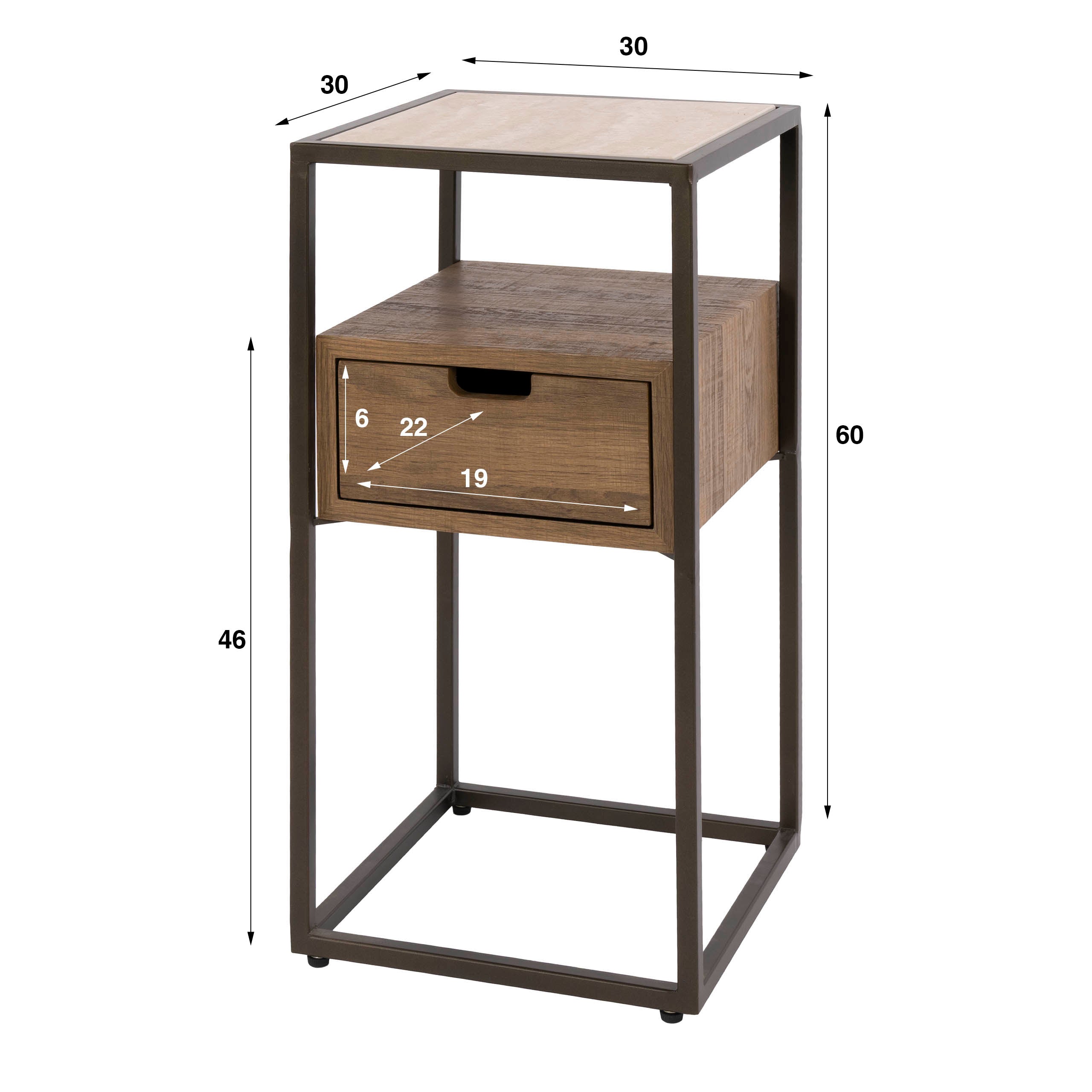 Smal Nachtkastje Mavik - Keramisch Travertin - Staand