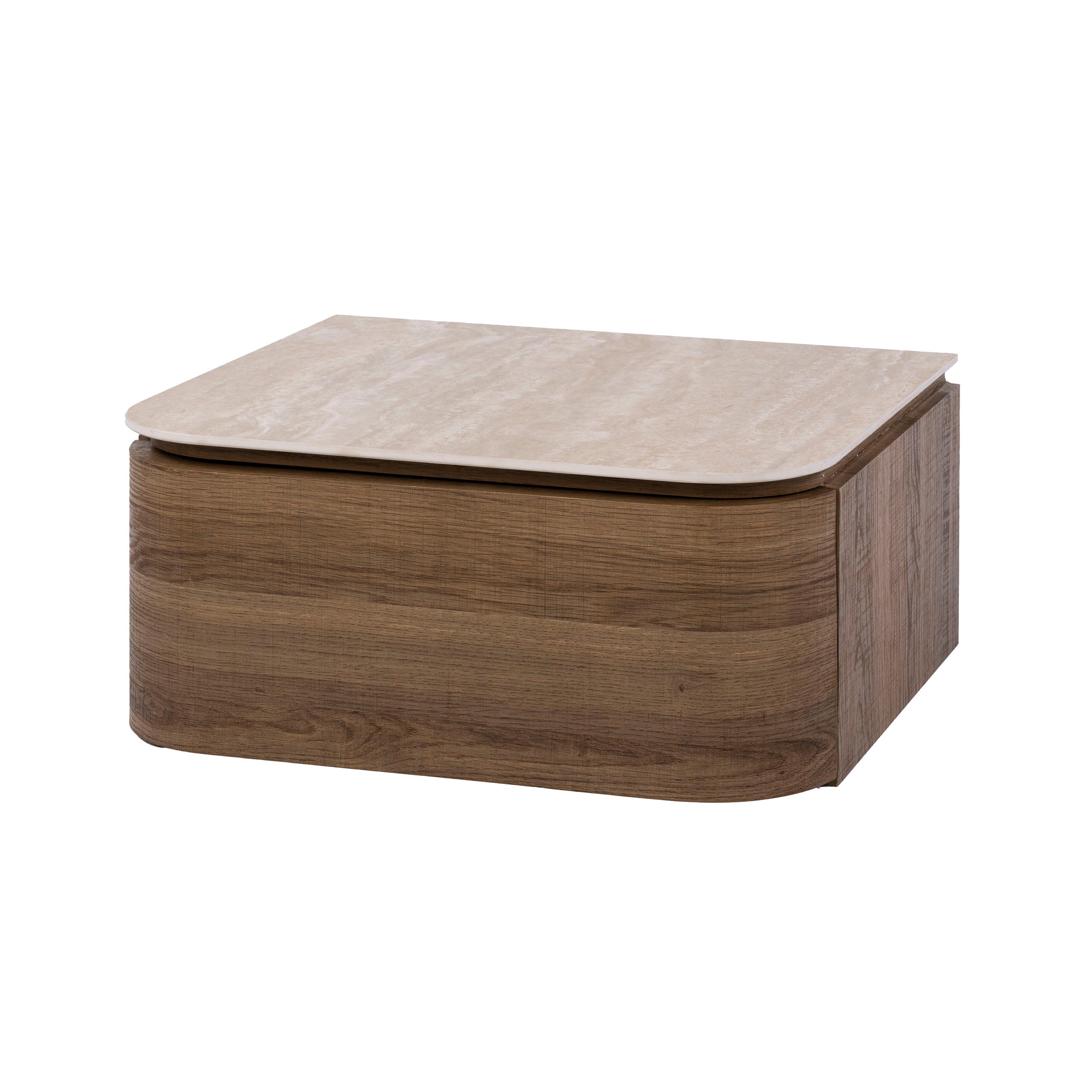 Nachtkastje Elvaro - Keramisch Travertin - Zwevend