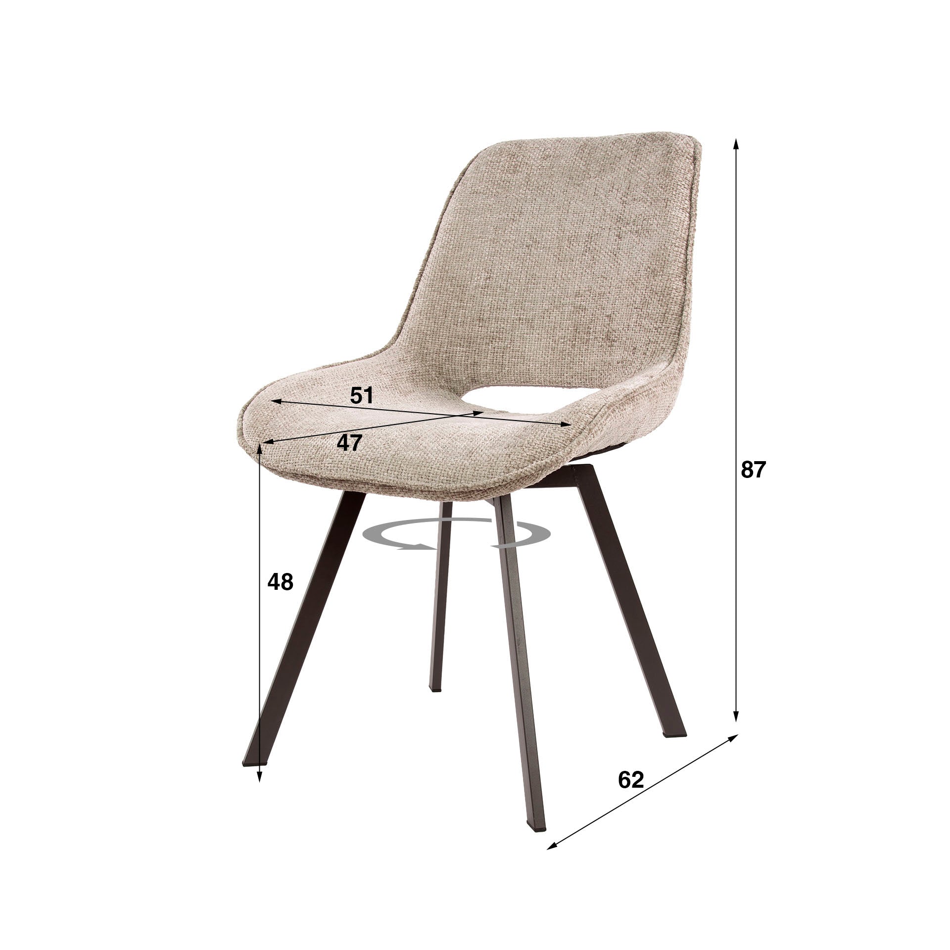 Eetkamerstoel Sova - Beige - Renegade Stof - Draaibaar