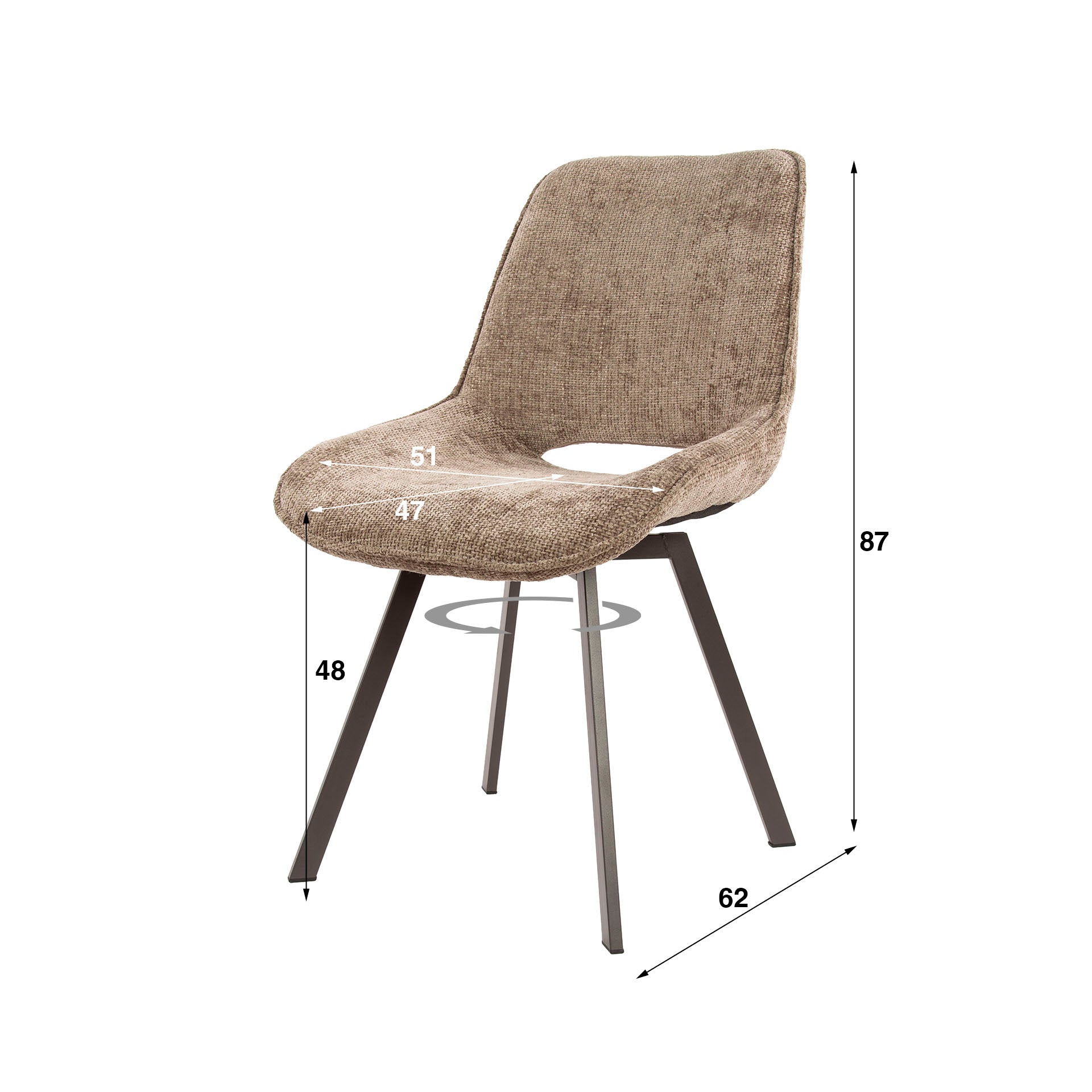 Eetkamerstoel Sova - Champagne - Renegade Stof - Draaibaar