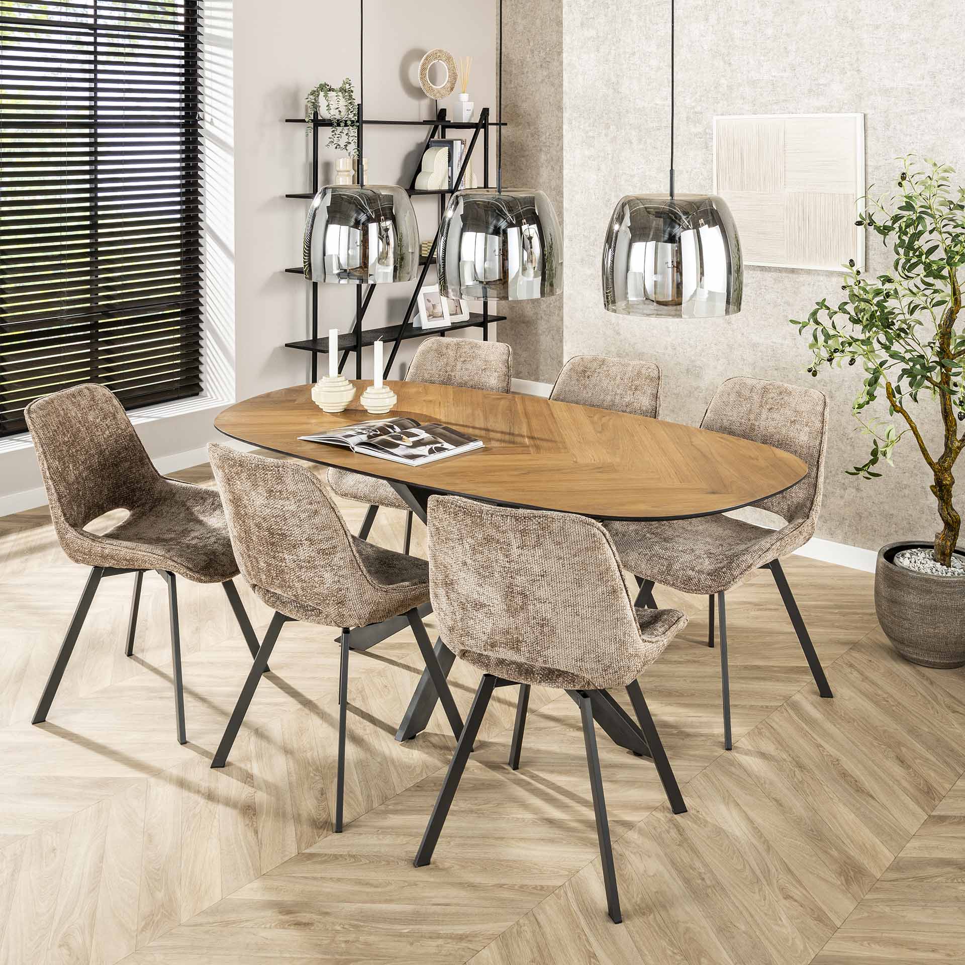 Hanglamp Lunaris - 3-lichts - Smoke - Glas