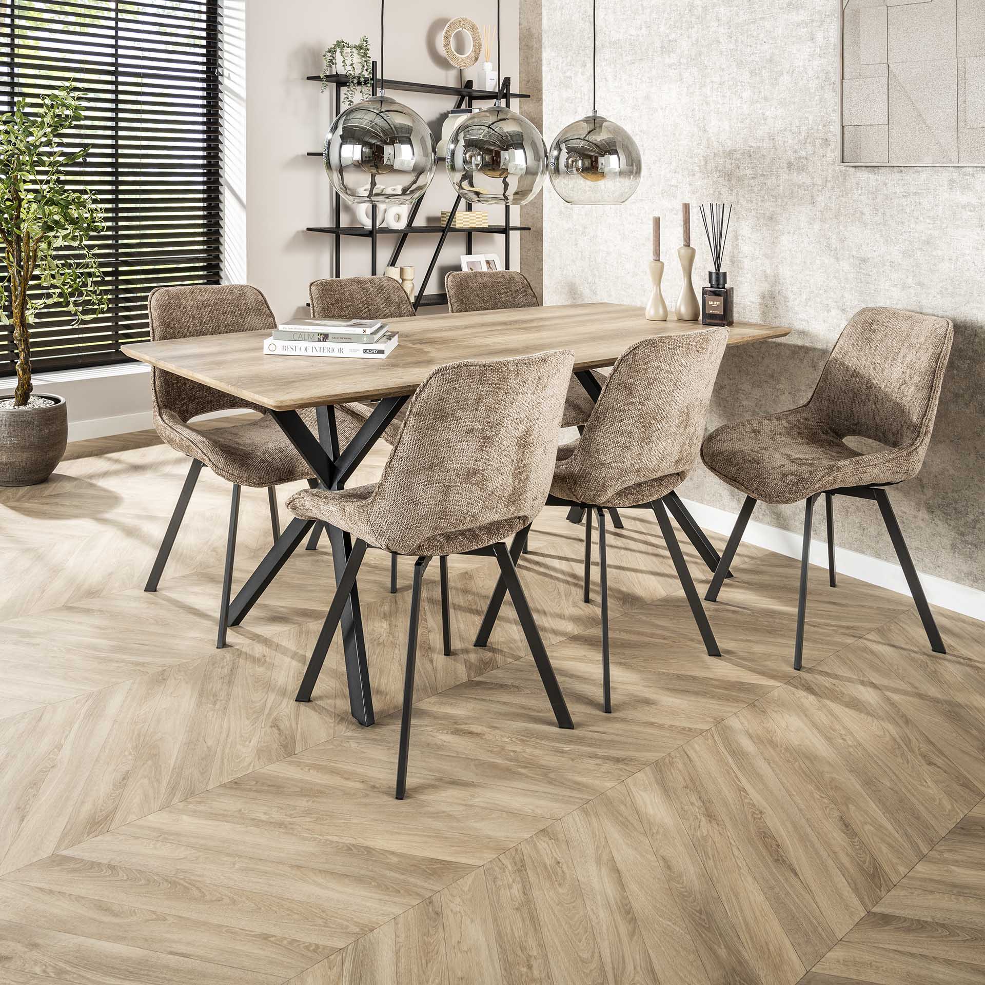 Eetkamerstoel Sova - Champagne - Renegade Stof - Draaibaar