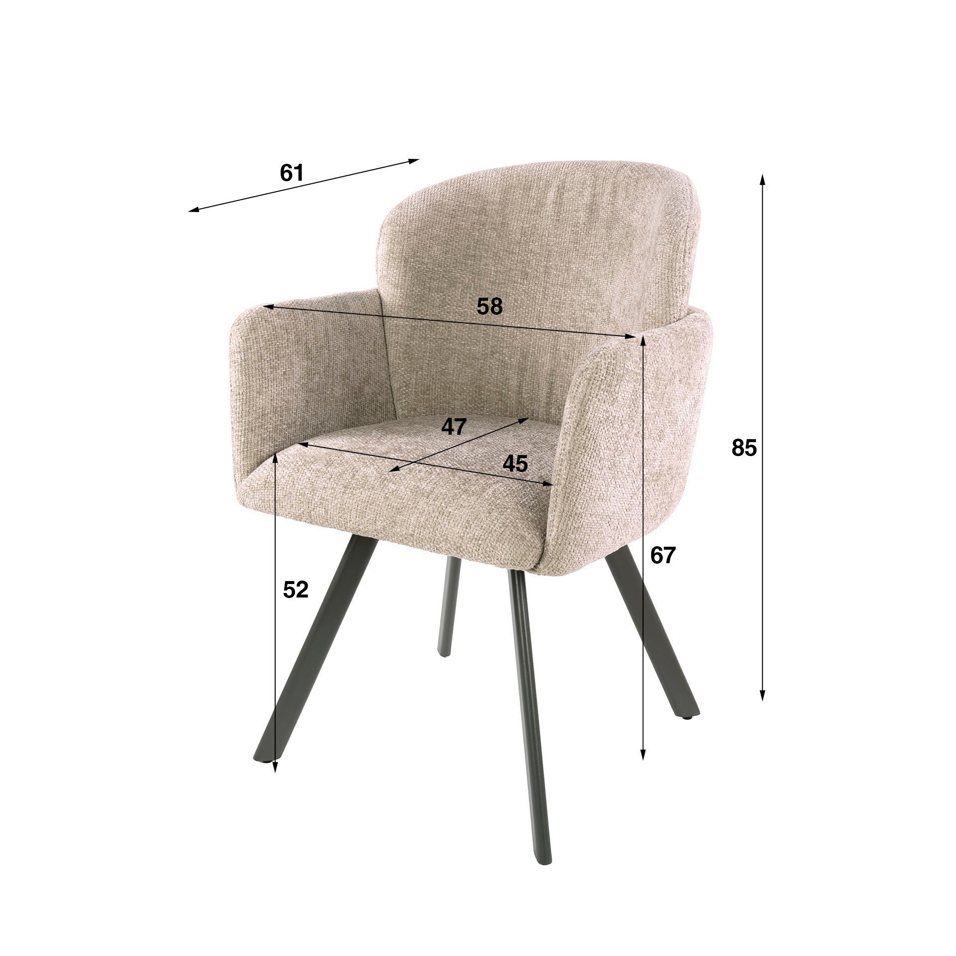 Eetkamerstoel Vionne - Beige - Renegade Stof - Draaibaar