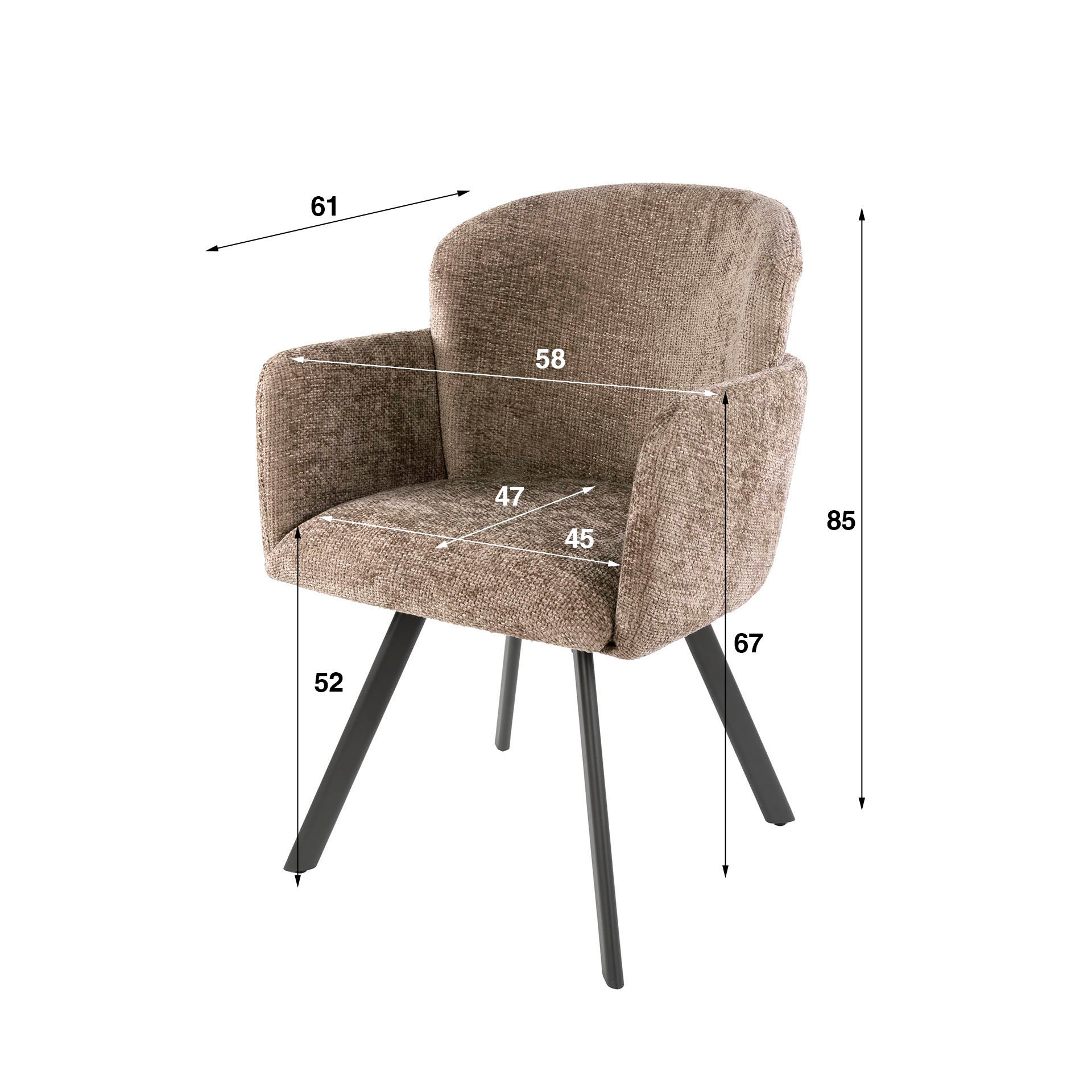 Eetkamerstoel Vionne - Champagne - Renegade Stof - Draaibaar