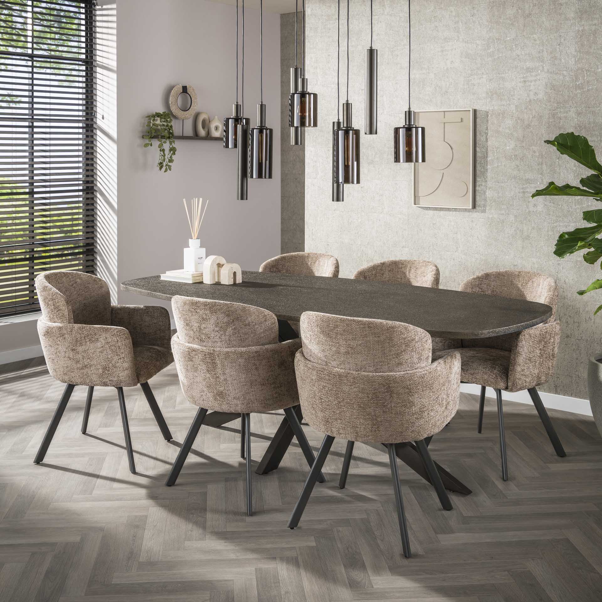 Eetkamerstoel Vionne - Champagne - Renegade Stof - Draaibaar