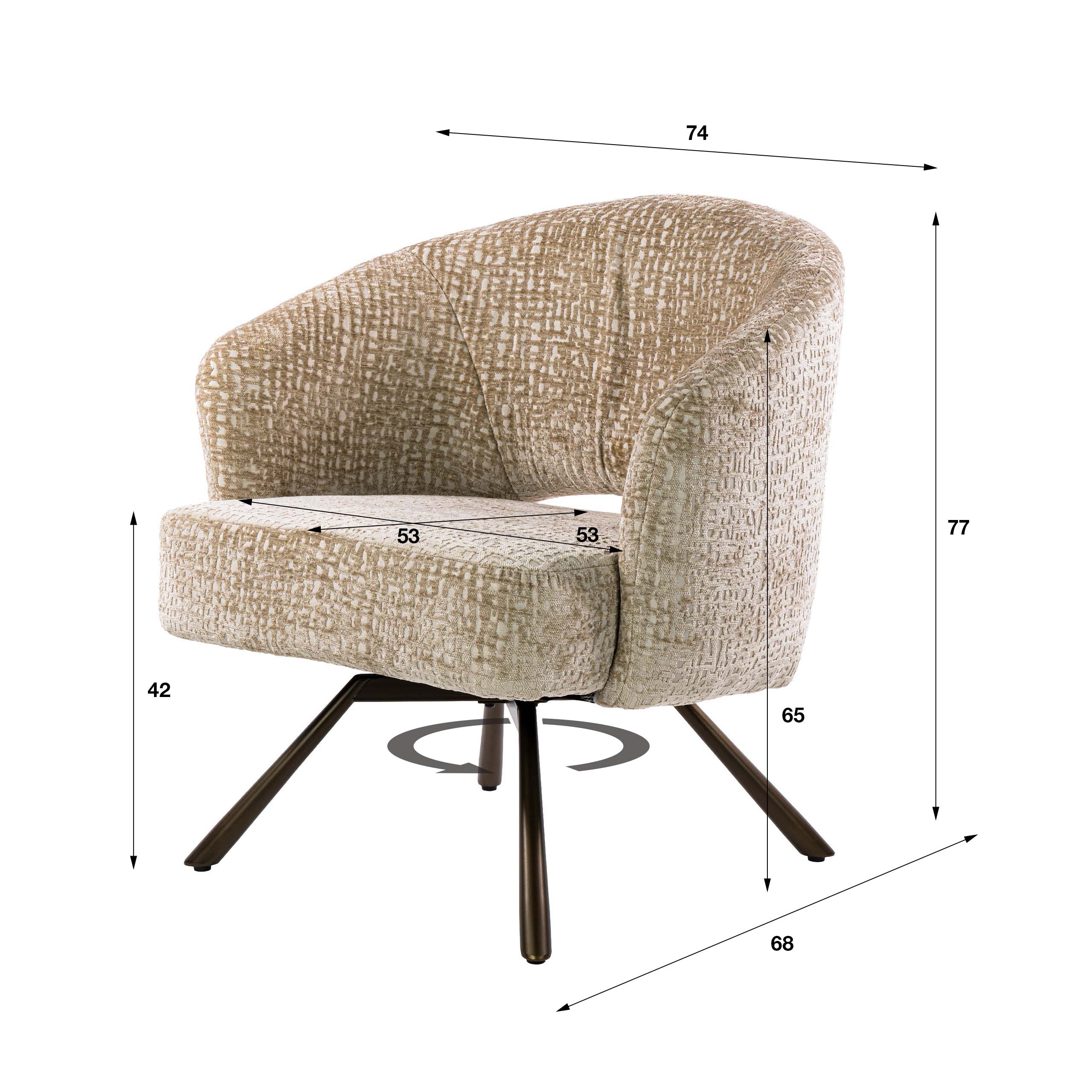 Draaifauteuil Lolu - Beige - Monti Stof - Pocketvering