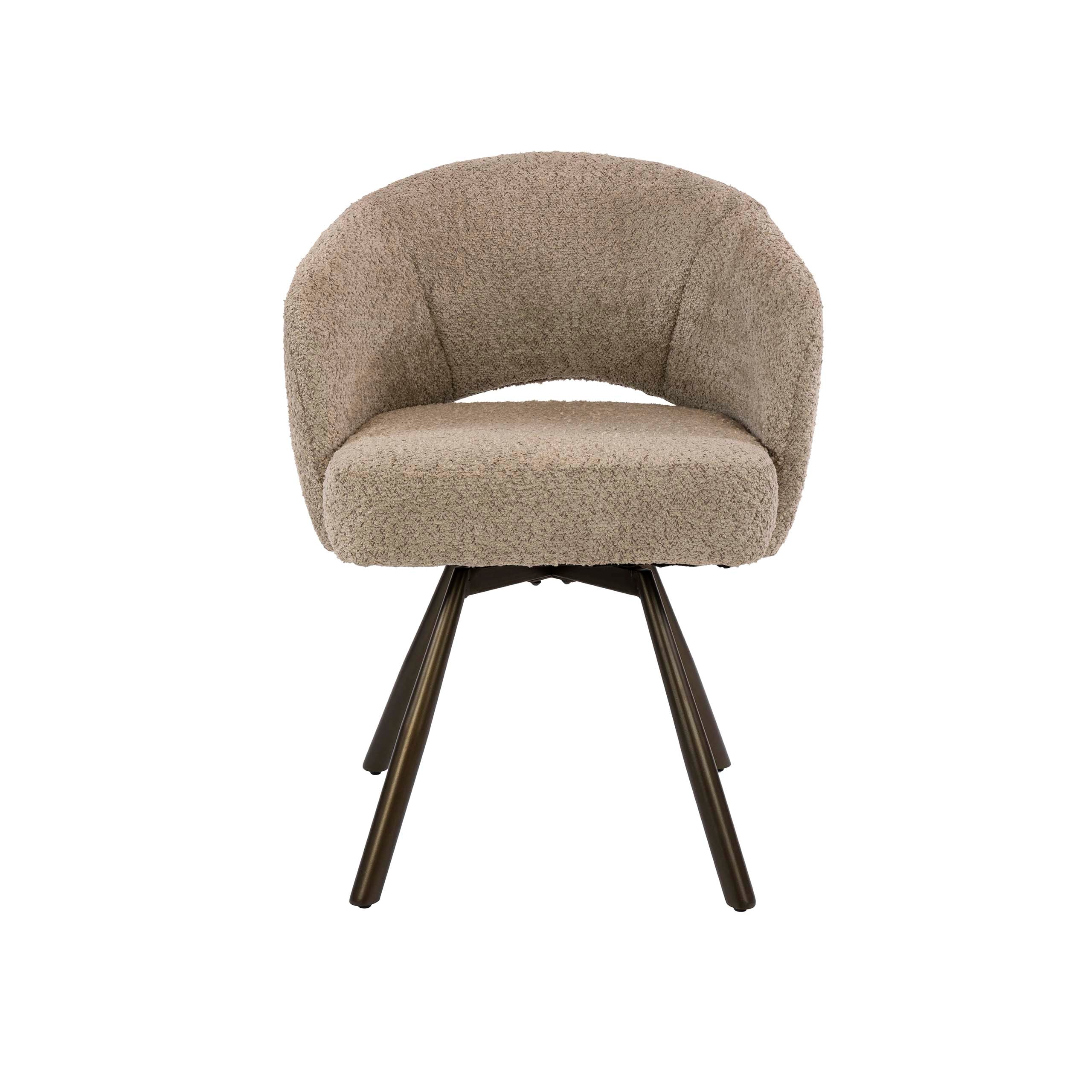Eetkamerstoel Velin - Beige - Bouclé - Draaibaar