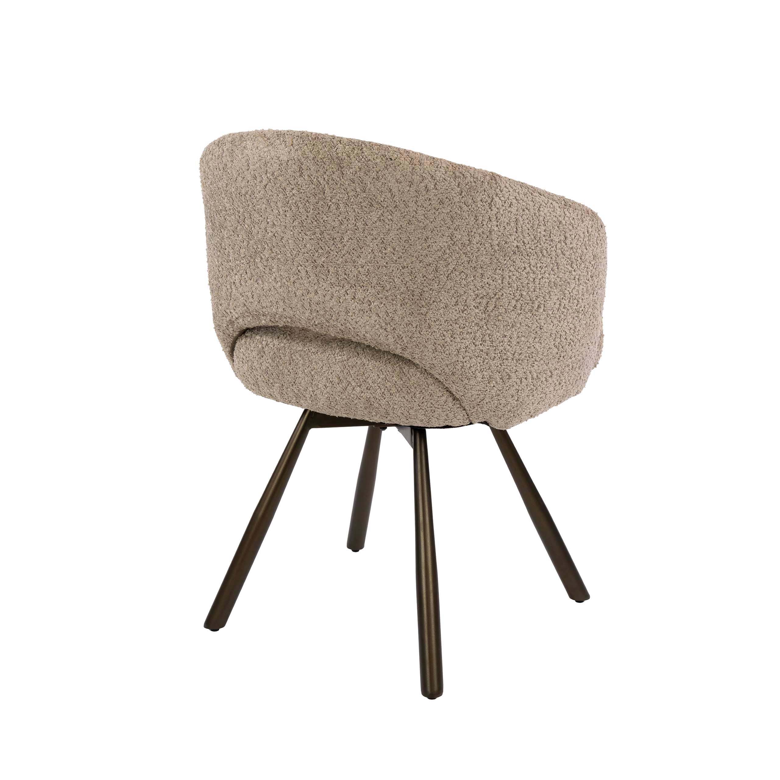 Eetkamerstoel Velin - Beige - Bouclé - Draaibaar