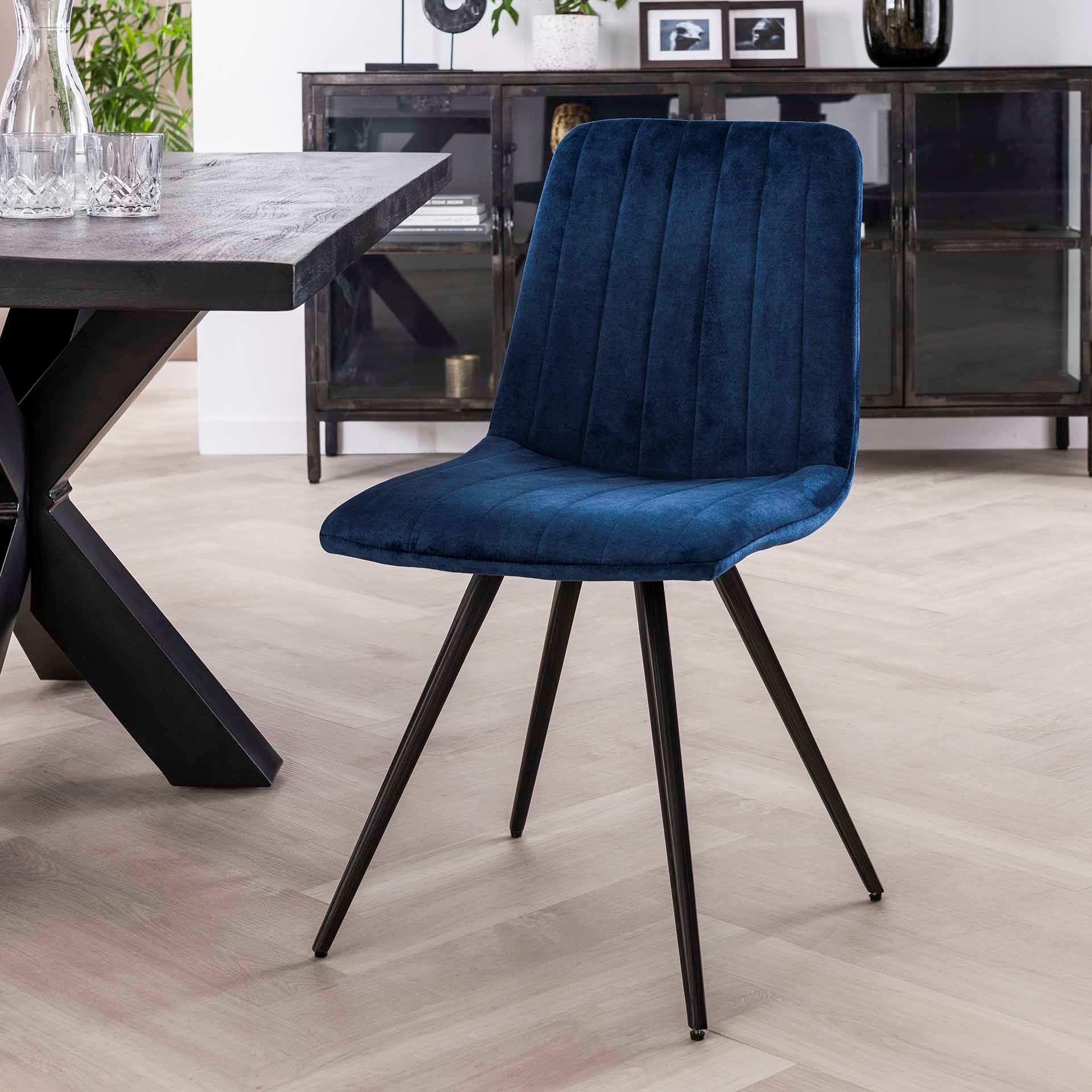 Eetkamerstoel Stitch - Blauw - Velvet